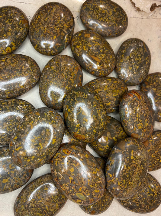 Rajasthan Ajooba Jasper Picture Jasper Natural Palm Stone Smooth Polished Carved Crystal Worry Anxiety Distraction Meditation Christmas Gift