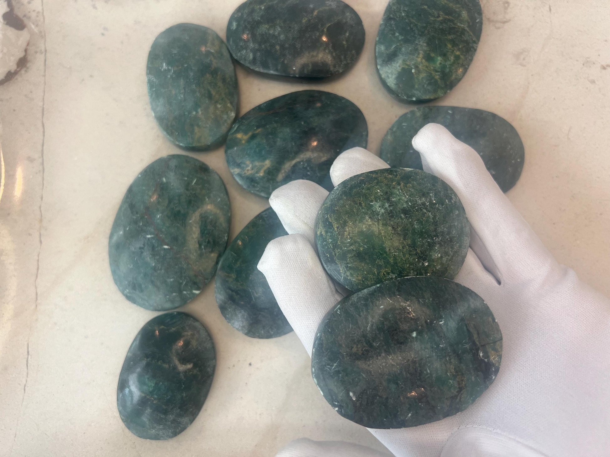 African Verdite Natural Palm Stone Smooth Polished Carved Crystal Distraction Home Decor Worry Stress Relief Anxiety Christmas Xmas Gift