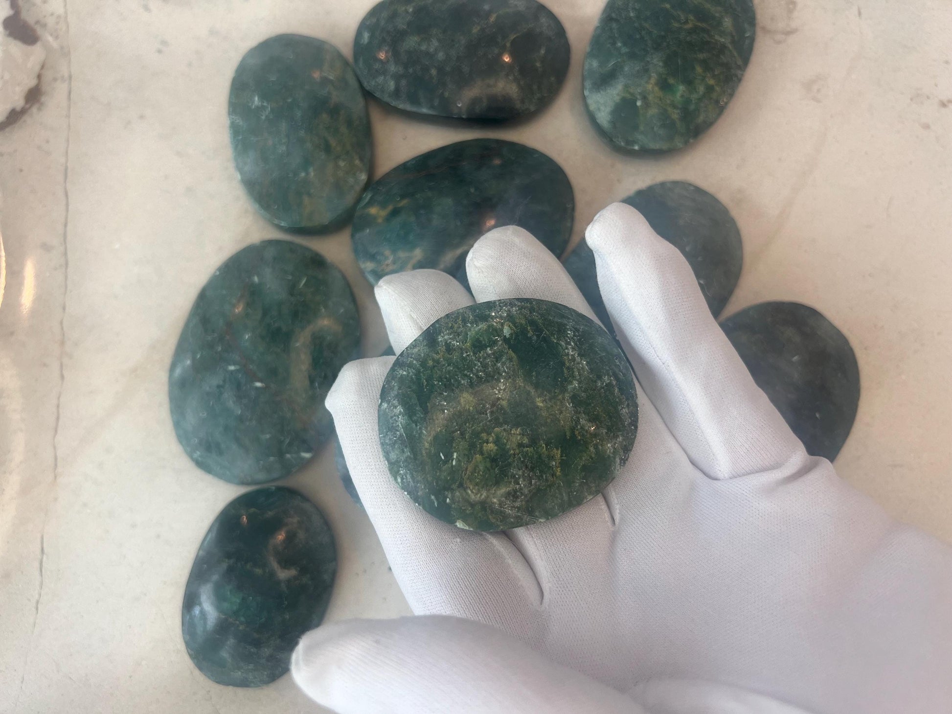African Verdite Natural Palm Stone Smooth Polished Carved Crystal Distraction Home Decor Worry Stress Relief Anxiety Christmas Xmas Gift
