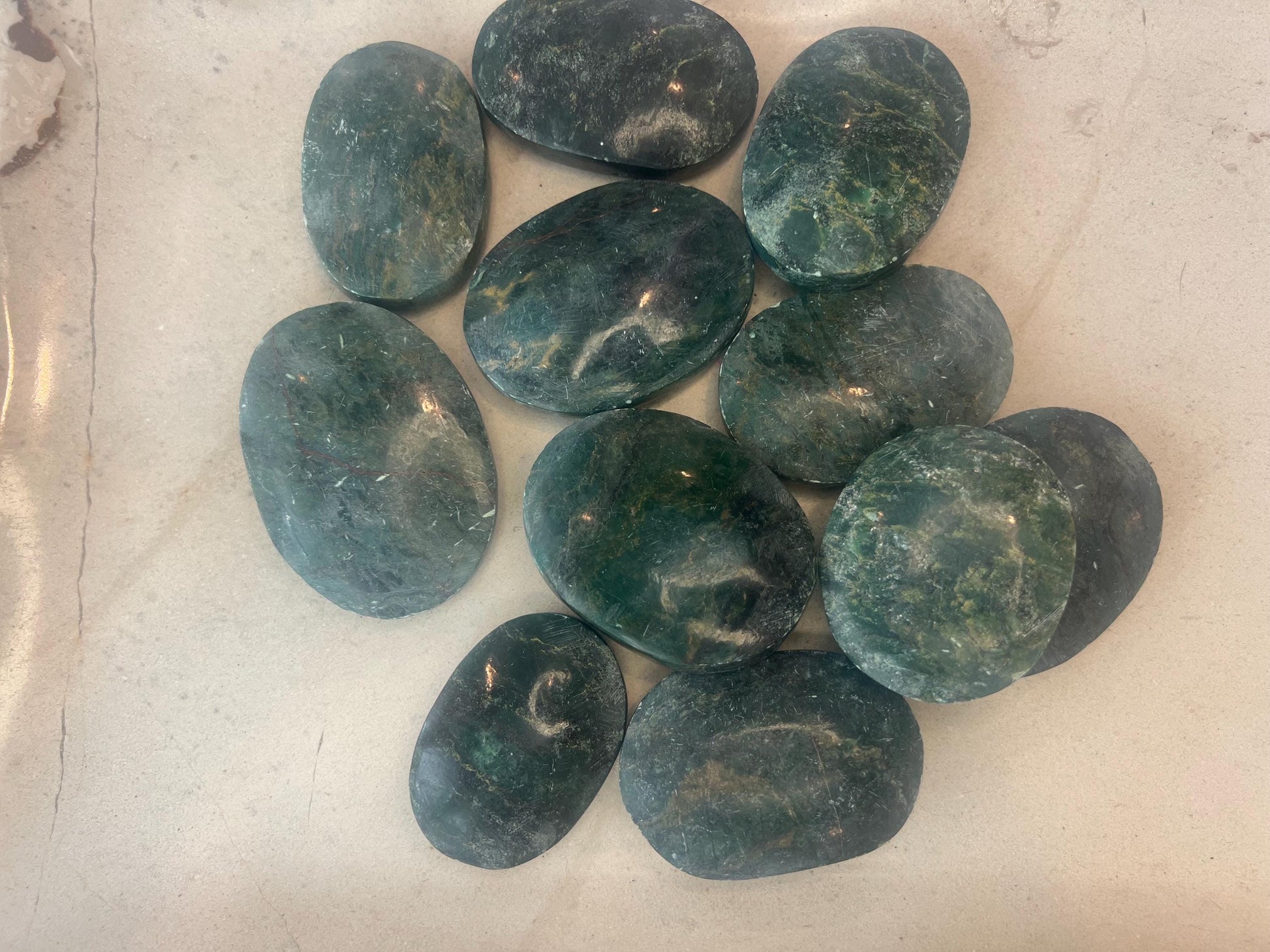 African Verdite Natural Palm Stone Smooth Polished Carved Crystal Distraction Home Decor Worry Stress Relief Anxiety Christmas Xmas Gift