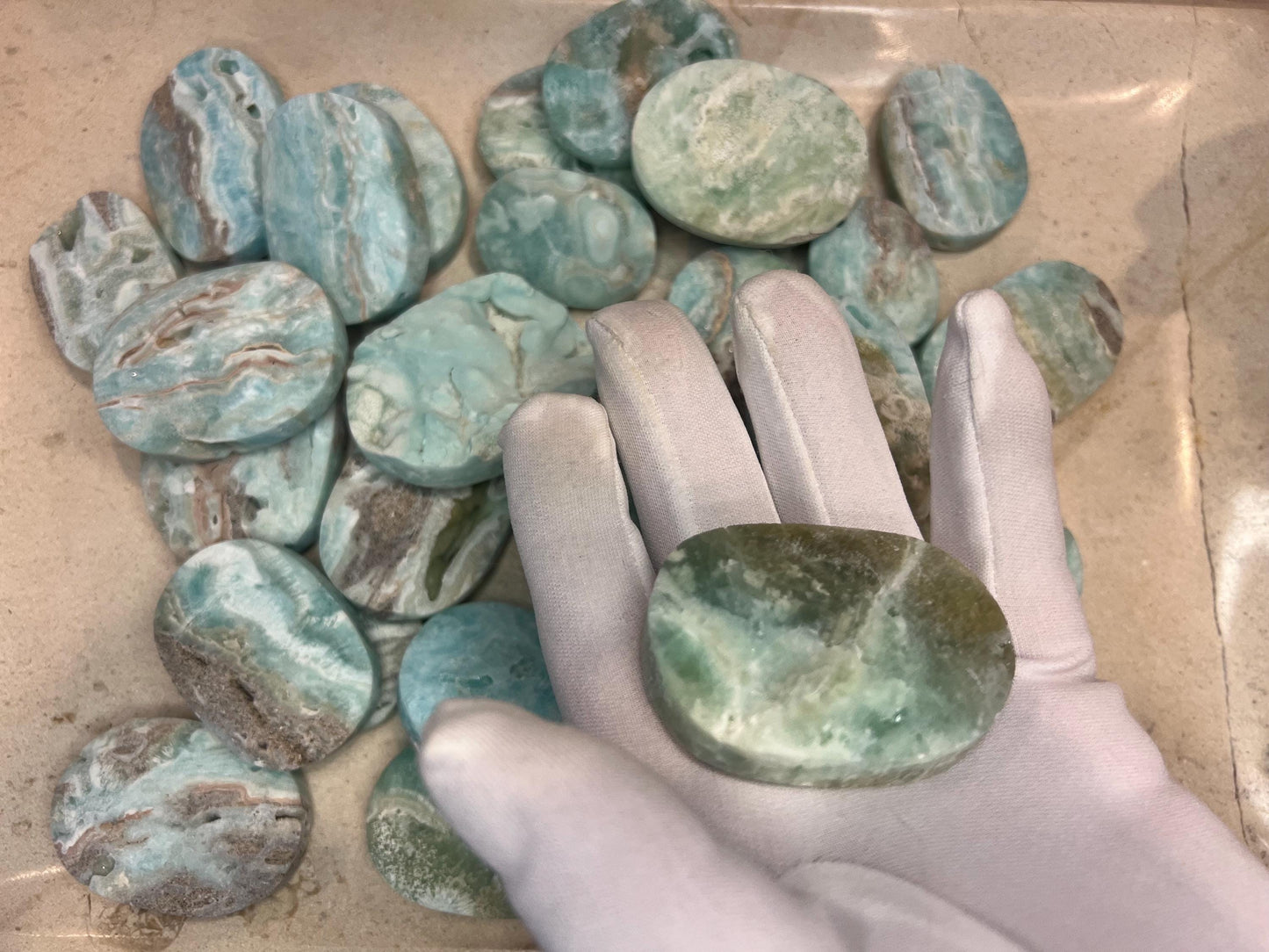 Rare Congo Hemimorphite Natural Palm Stone Smooth Polished Carved Crystal Distraction Home Decor Worry Stress Relief Anxiety Christmas