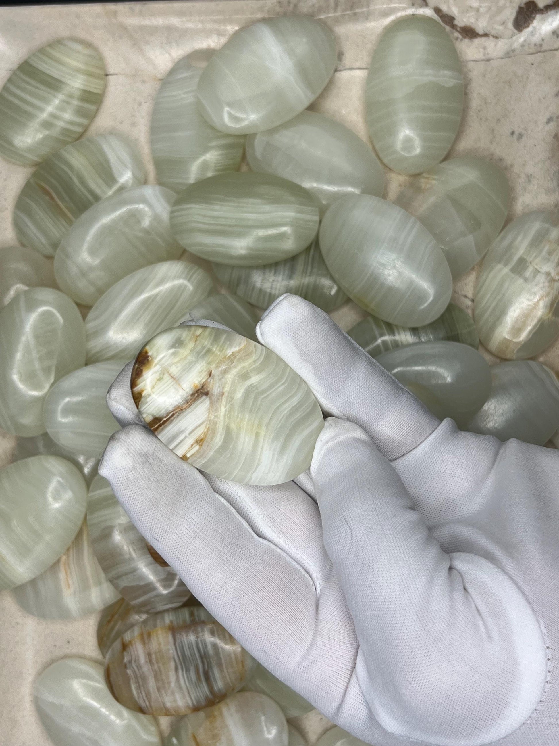 Rare Afghan Lapis Jade Natural Palm Stone Smooth Polished Carved Crystal Distraction Home Decor Worry Stress Relief Anxiety Gift Christmas
