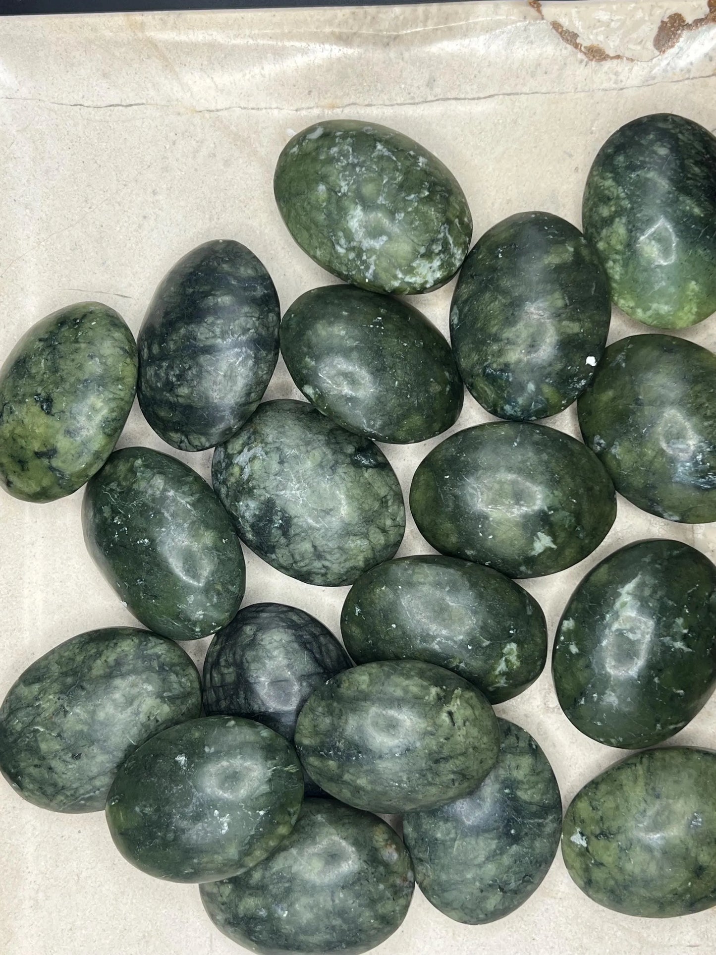 Nephrite Serpentine Jade Palm Stone: Carved Crystal Worry Stone Home Decor Worry Pocket Stress Anxiety Palm Stone