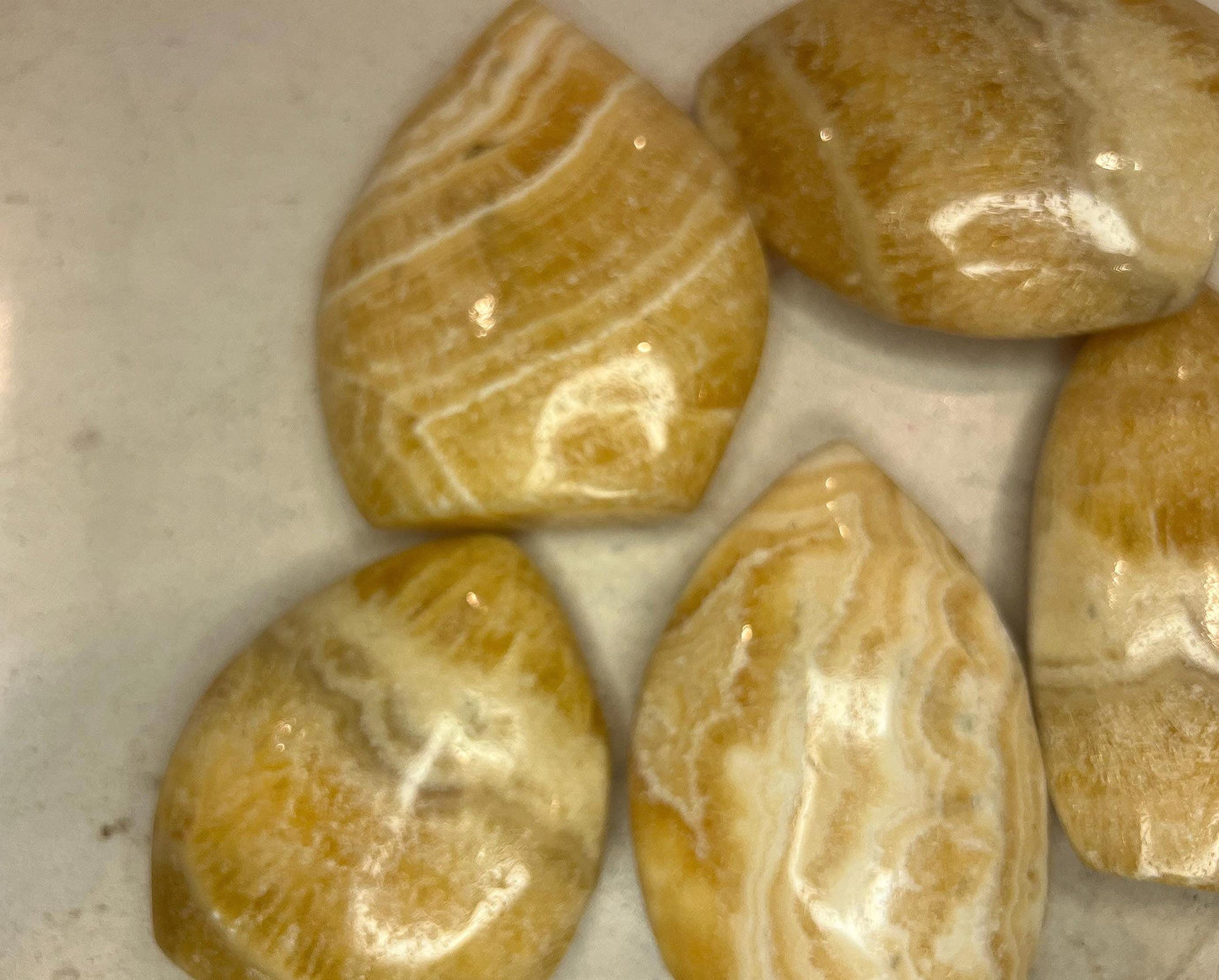 Honey Calcite Crystal Point: Carved Free Form Stone for Anxiety & Home Decor