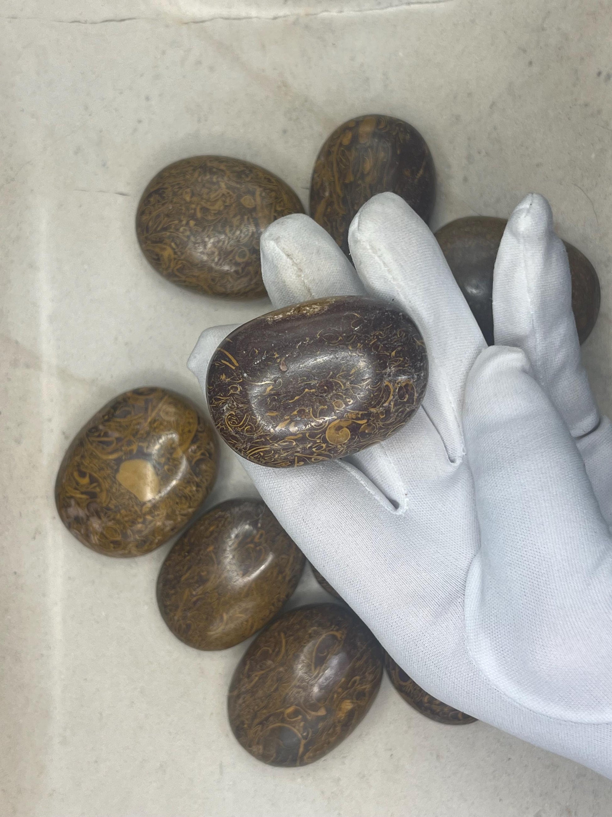 Egyptian Jasper Mariyam Palm Stone Smooth Polished Carved Crystal for Christmas Decor Gift Home Decor Worry Anxiety Birthday Xmas Gift