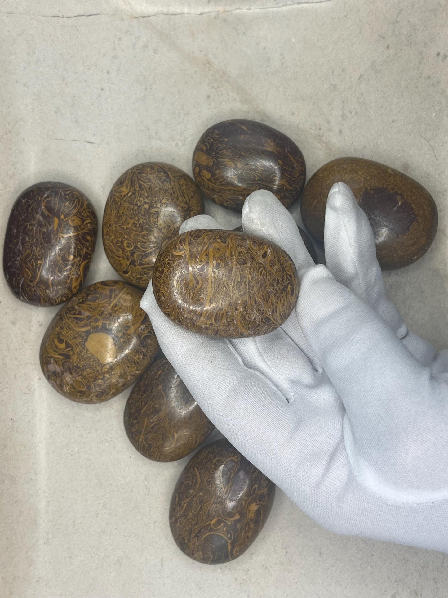 Egyptian Jasper Mariyam Palm Stone Smooth Polished Carved Crystal for Christmas Decor Gift Home Decor Worry Anxiety Birthday Xmas Gift