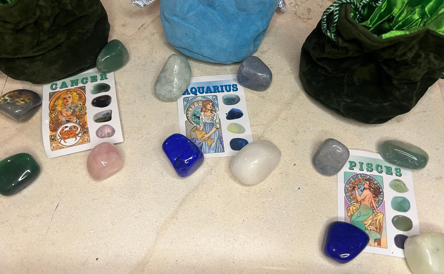 Zodiac Crystal Collection Crystals Untreated Anxiety Home Decor Wholesale minerals School Christmas Xmas Craft Worry Stone Birthday Month