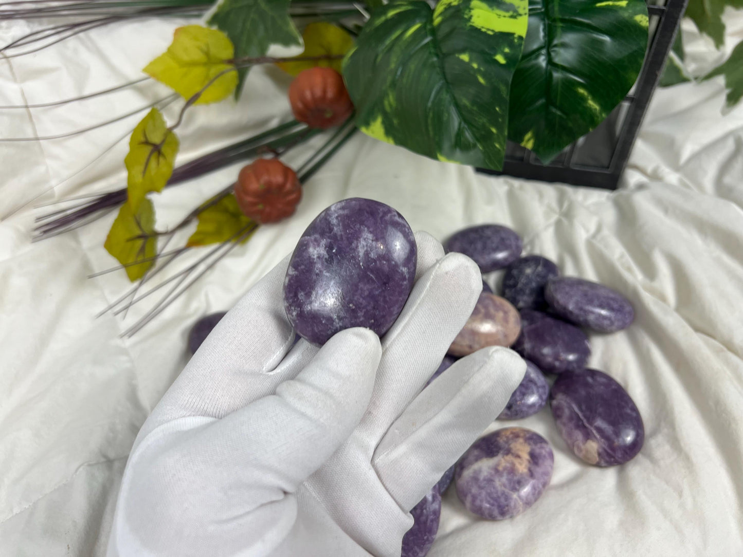 Manitoba Lepidolite Natural Palm Stones Crystal Chakra Stones Anxiety Worry Relief Gift Student Mom Dad Wedding Birthday Home Decor Holiday