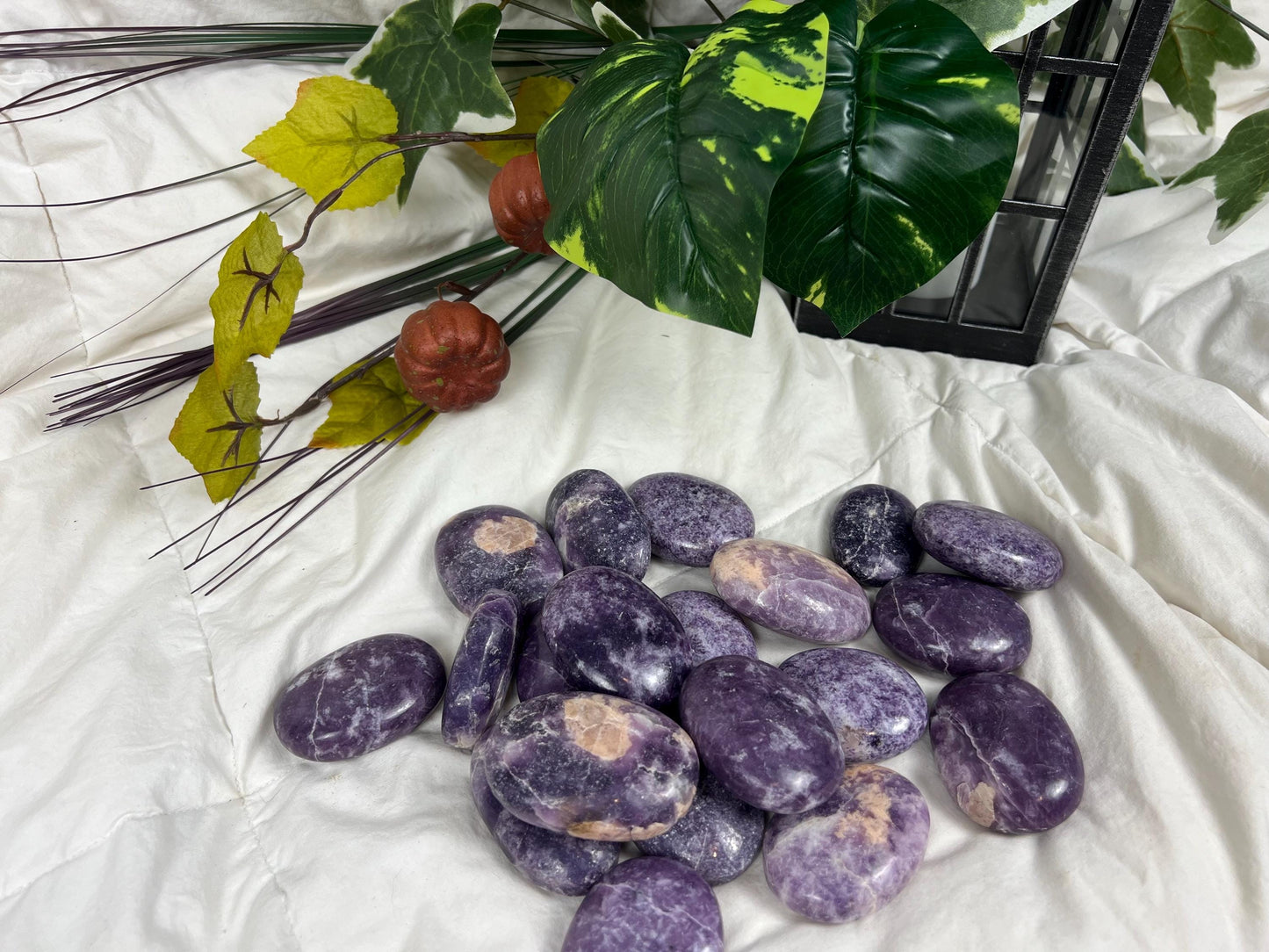 Manitoba Lepidolite Natural Palm Stones Crystal Chakra Stones Anxiety Worry Relief Gift Student Mom Dad Wedding Birthday Home Decor Holiday