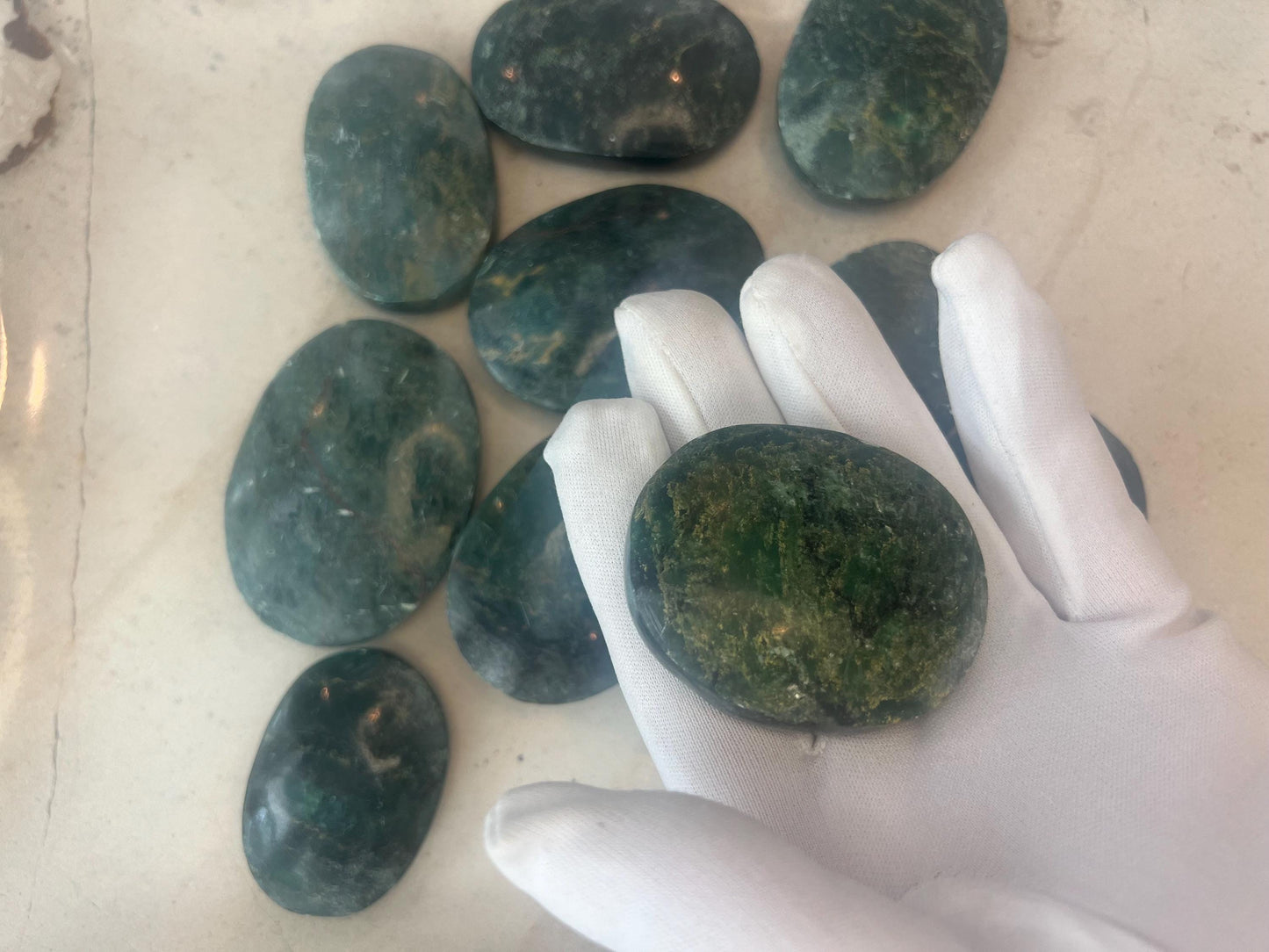 African Verdite Natural Palm Stone Smooth Polished Carved Crystal Distraction Home Decor Worry Stress Relief Anxiety Christmas Xmas Gift