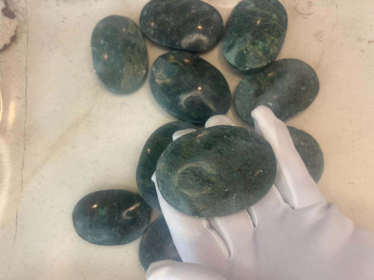 African Verdite Natural Palm Stone Smooth Polished Carved Crystal Distraction Home Decor Worry Stress Relief Anxiety Christmas Xmas Gift
