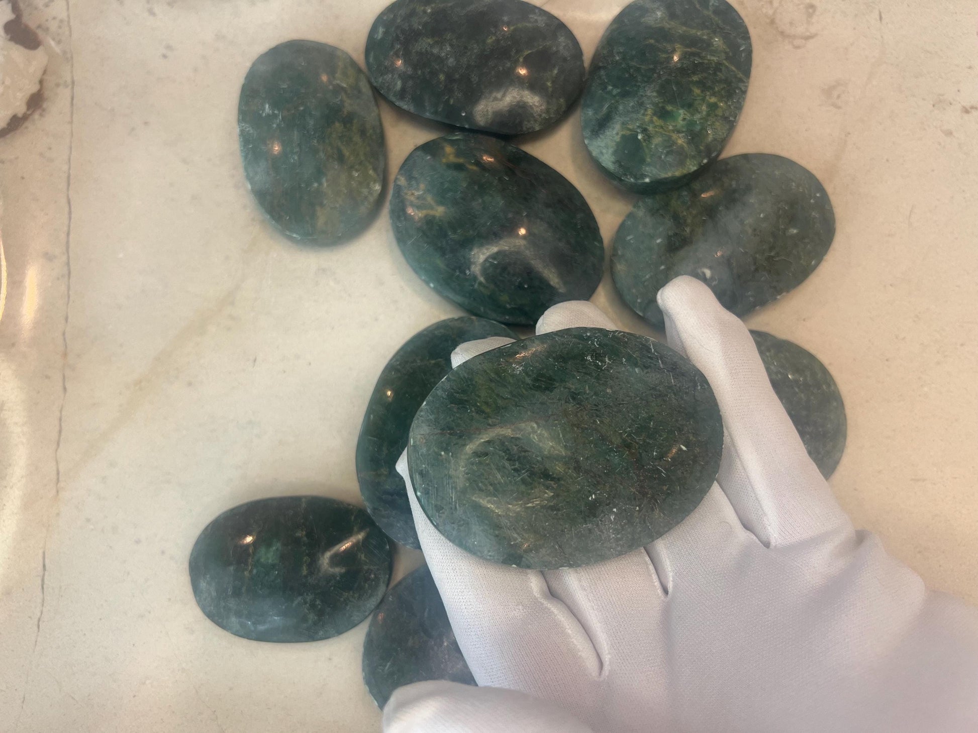 African Verdite Natural Palm Stone Smooth Polished Carved Crystal Distraction Home Decor Worry Stress Relief Anxiety Christmas Xmas Gift
