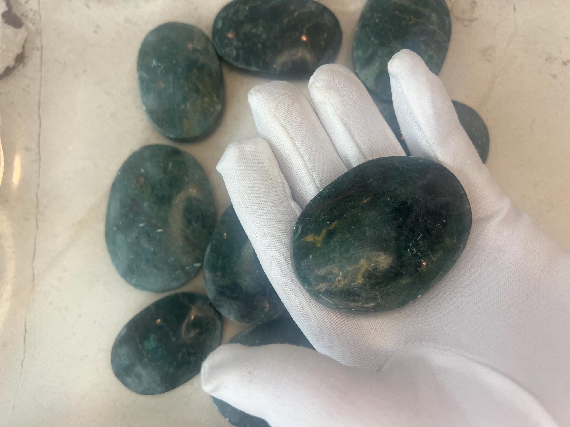 African Verdite Natural Palm Stone Smooth Polished Carved Crystal Distraction Home Decor Worry Stress Relief Anxiety Christmas Xmas Gift