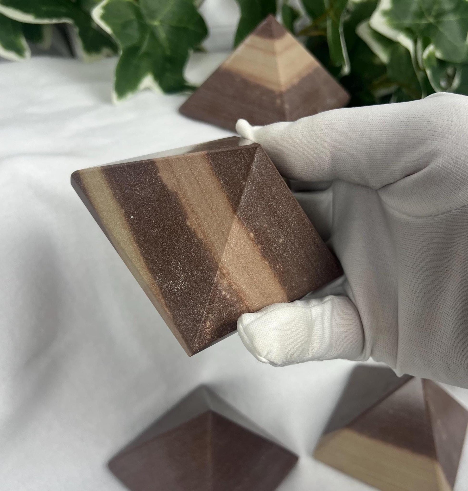 Rare Divine Indian Narmada Natural Pyramid Smooth Polished Carved Crystal Worry Anxiety Distraction Meditation Christmas Xmas Gift Decor