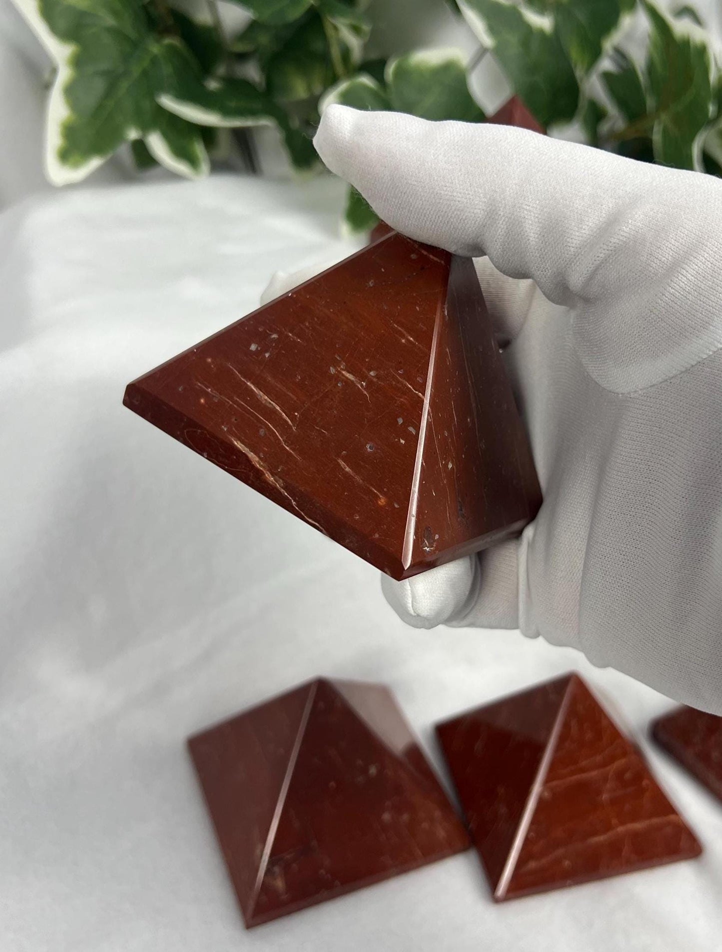 Beautiful Indian Red Jasper Natural Pyramid Smooth Polished Carved Crystal Worry Anxiety Distraction Meditation Christmas Xmas Gift Decor