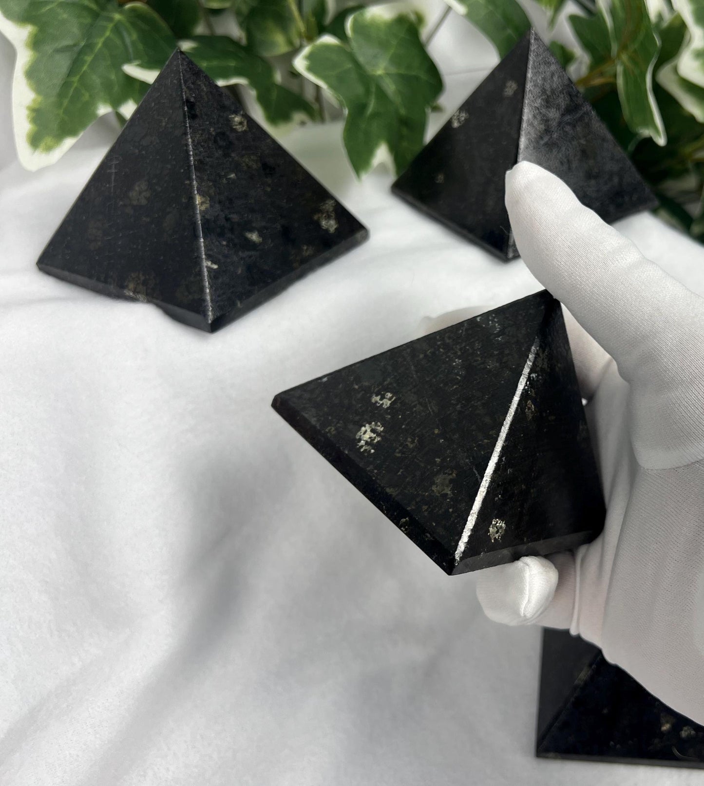 Nuummite-Coppernite Natural Pyramid Smooth Polished Carved Crystal Worry Anxiety Distraction Meditation Christmas Xmas Gift Decor