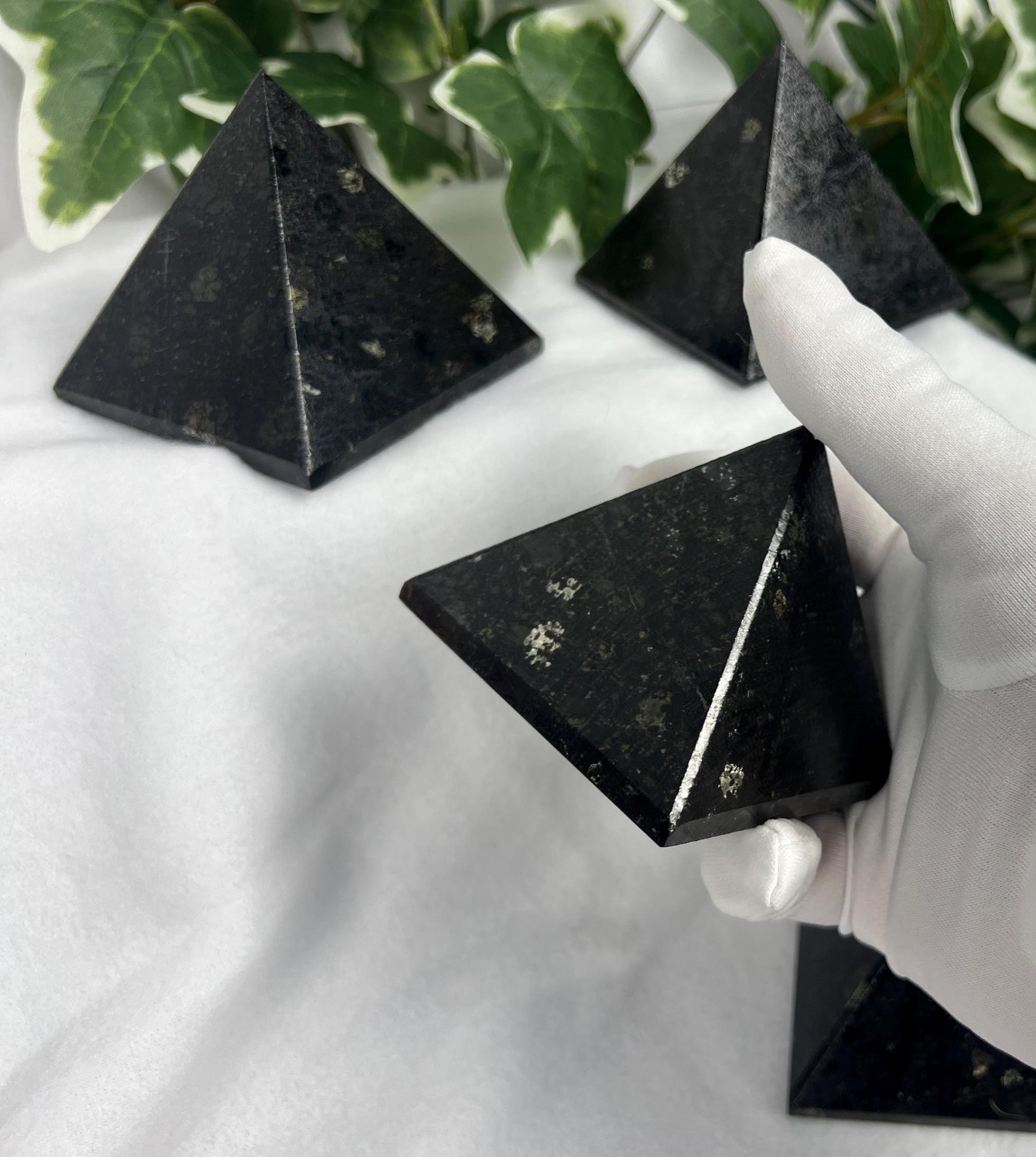Nuummite-Coppernite Natural Pyramid Smooth Polished Carved Crystal Worry Anxiety Distraction Meditation Christmas Xmas Gift Decor