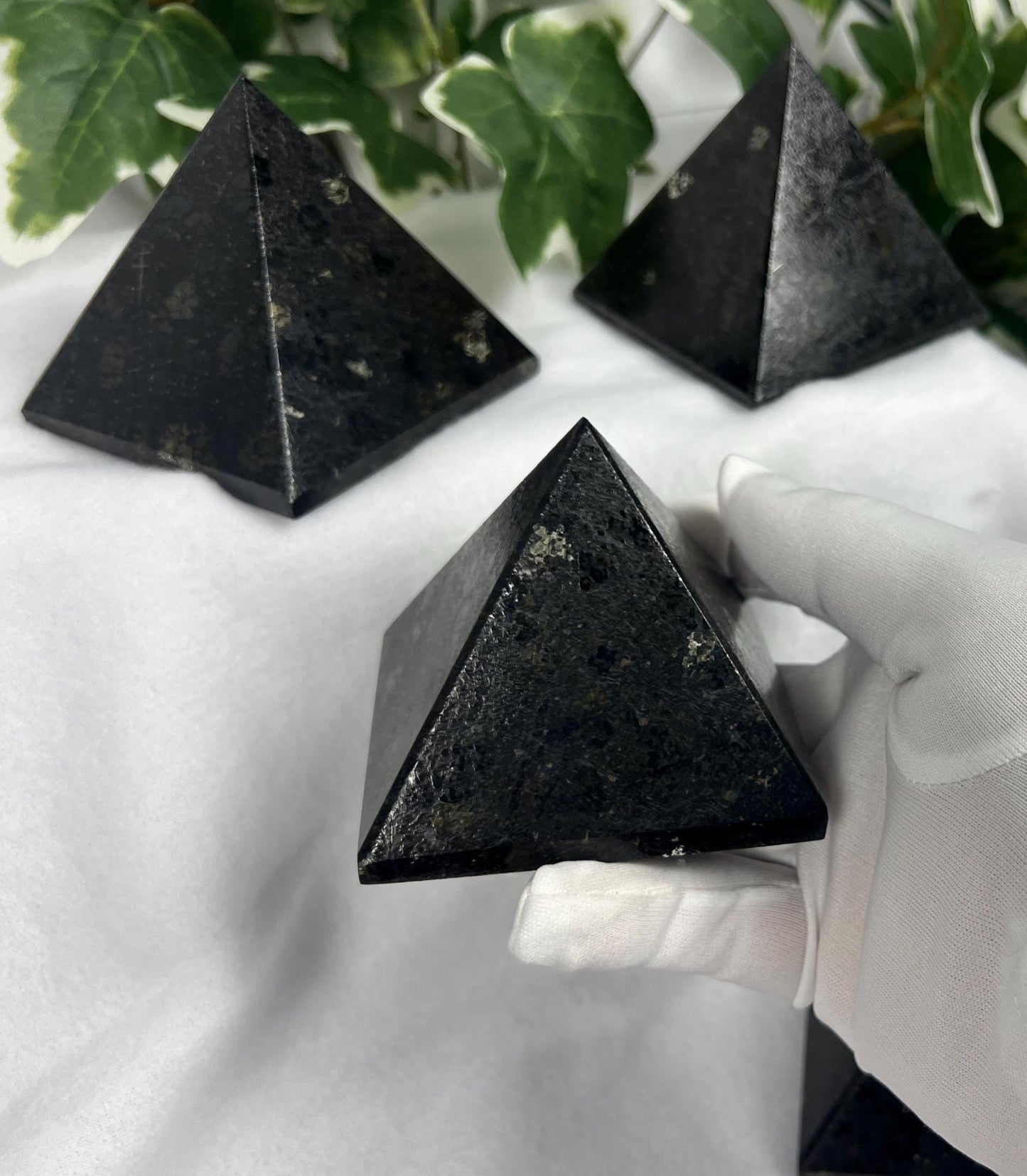Nuummite-Coppernite Natural Pyramid Smooth Polished Carved Crystal Worry Anxiety Distraction Meditation Christmas Xmas Gift Decor