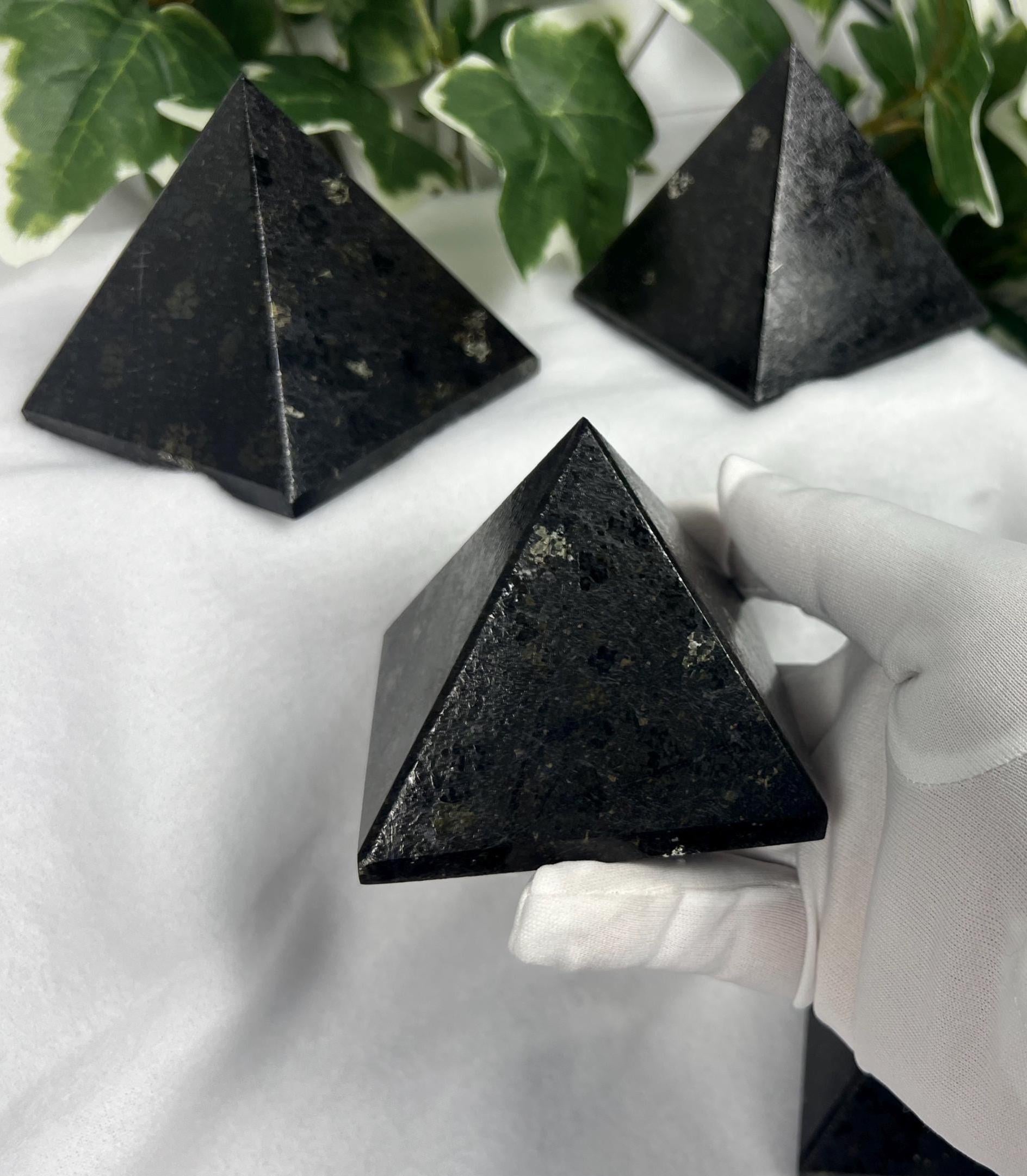 Nuummite-Coppernite Natural Pyramid Smooth Polished Carved Crystal Worry Anxiety Distraction Meditation Christmas Xmas Gift Decor