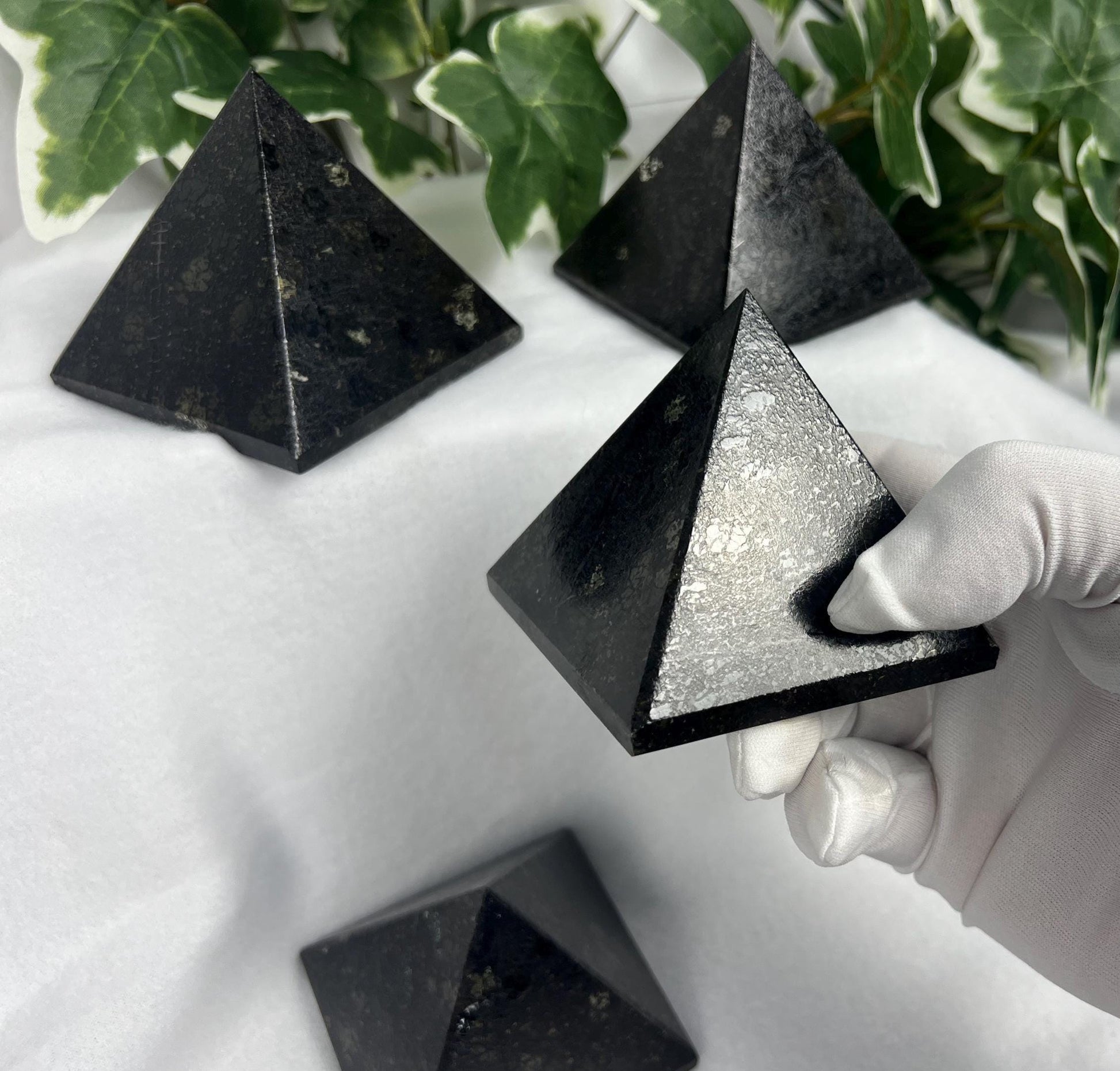 Nuummite-Coppernite Natural Pyramid Smooth Polished Carved Crystal Worry Anxiety Distraction Meditation Christmas Xmas Gift Decor