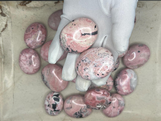 Gorgeous Rhodochrosite Calming Palm Stone Smooth Polished Carved Crystal Distraction Home Decor Worry Stress Relief Anxiety Gift Christmas