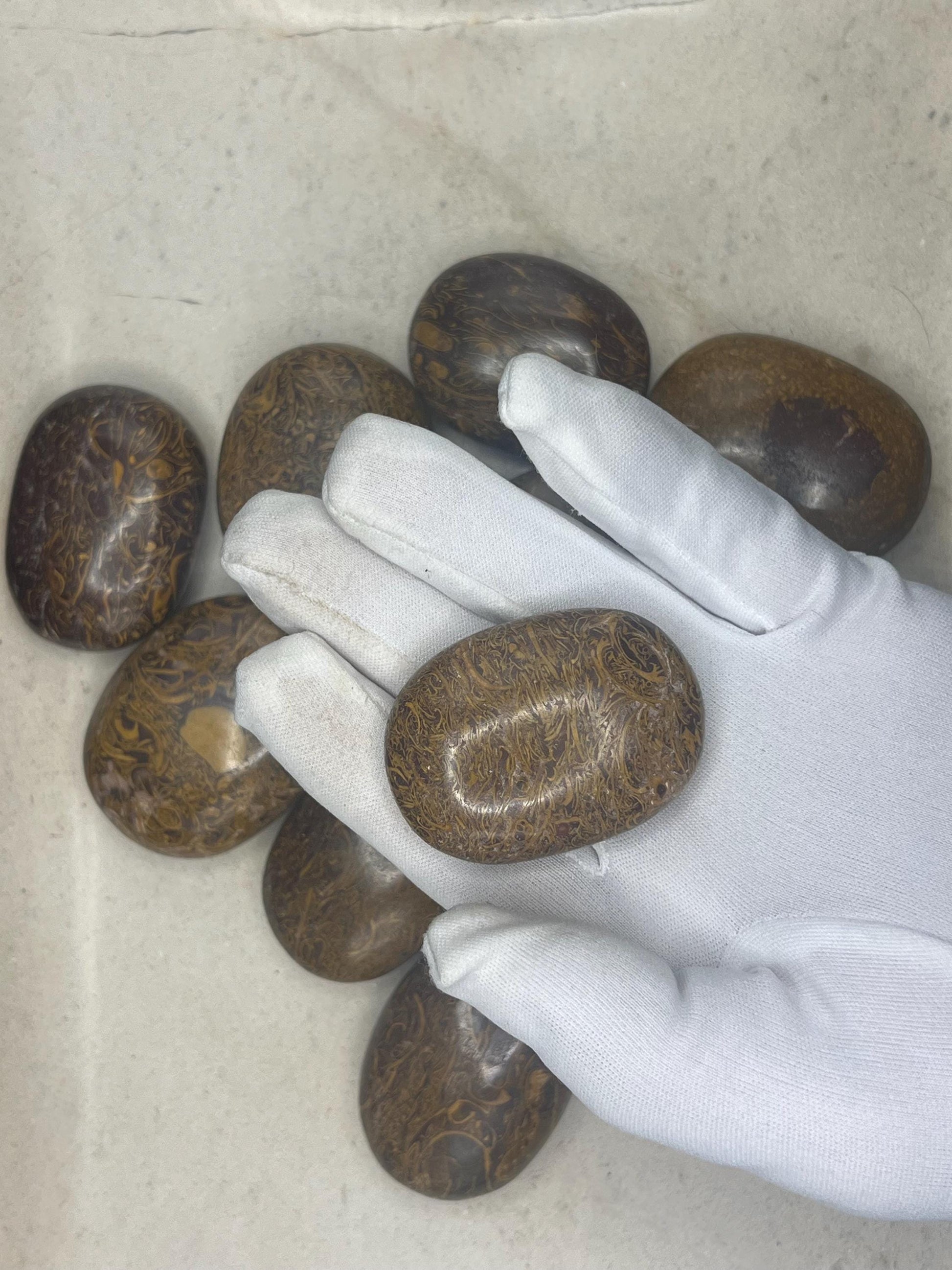 Egyptian Jasper Mariyam Palm Stone Smooth Polished Carved Crystal for Christmas Decor Gift Home Decor Worry Anxiety Birthday Xmas Gift