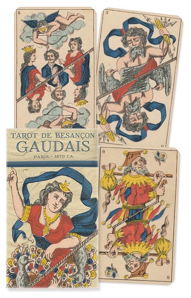 Tarot de Besançon Paris 1870 Gaudais Lo Scarabeo Antiqua 78 Cards Fully Licensed and Original Inclusive Tarot Deck Guidebook Meditation Gift