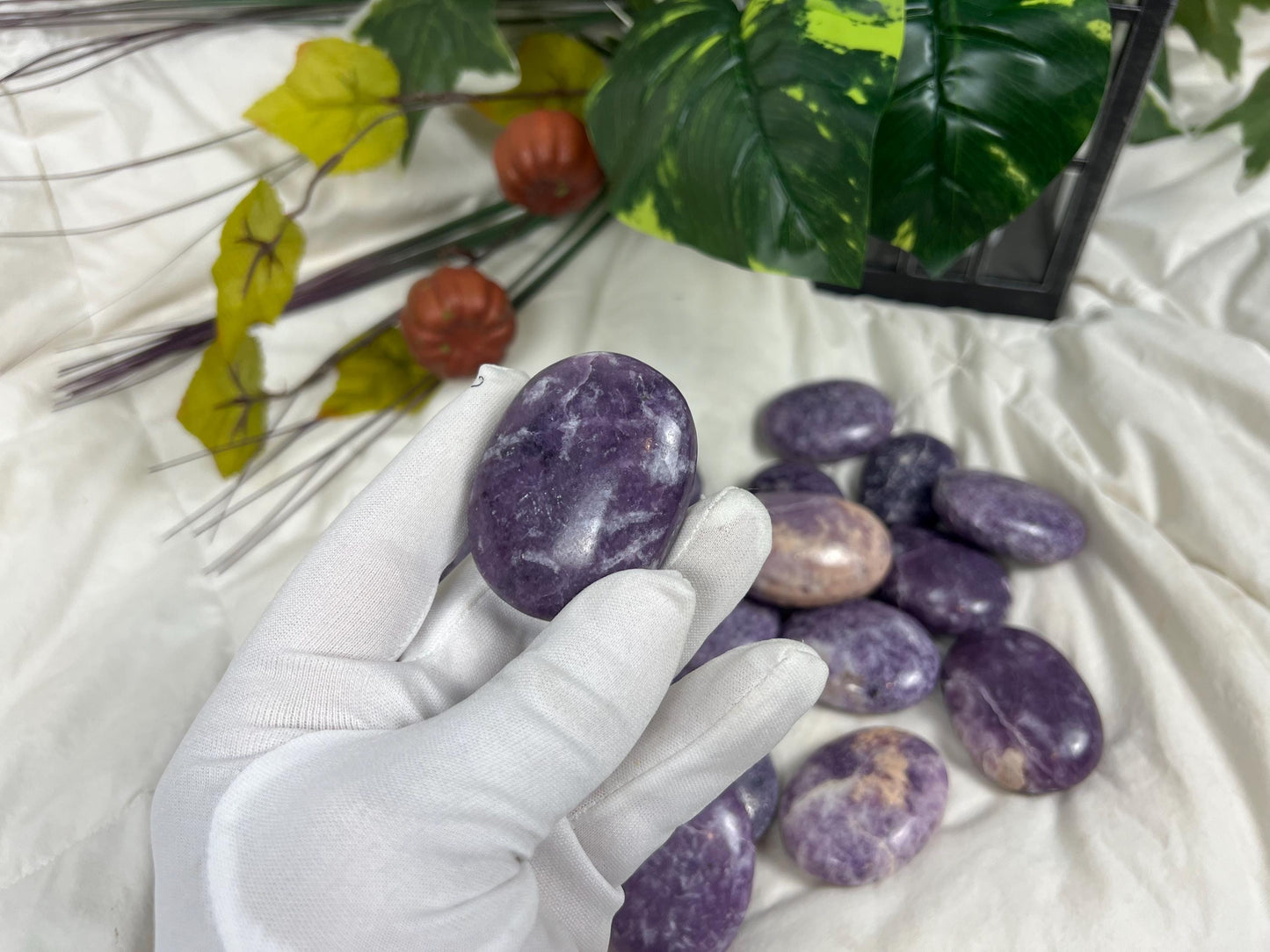 Manitoba Lepidolite Natural Palm Stones Crystal Chakra Stones Anxiety Worry Relief Gift Student Mom Dad Wedding Birthday Home Decor Holiday