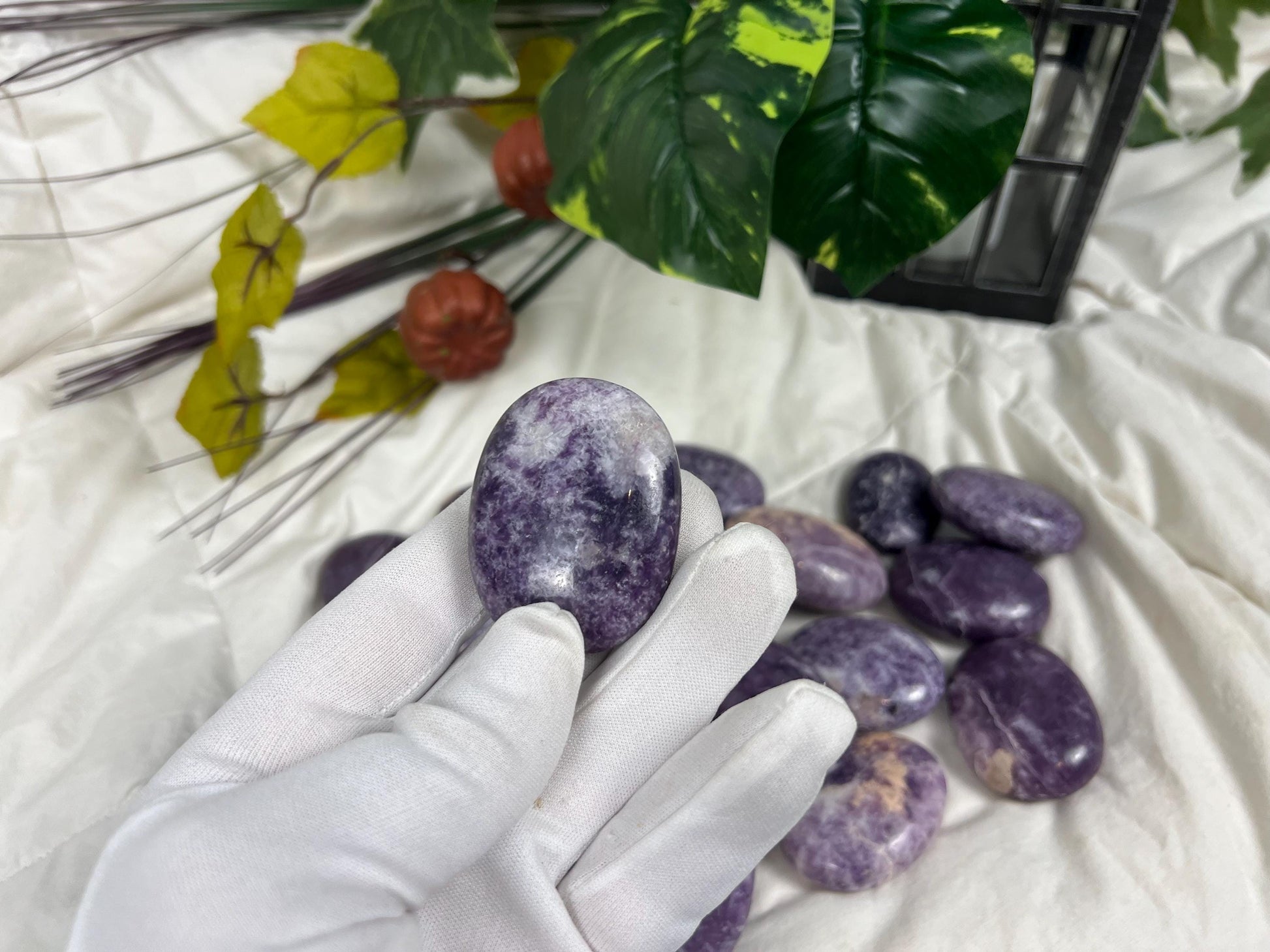 Manitoba Lepidolite Natural Palm Stones Crystal Chakra Stones Anxiety Worry Relief Gift Student Mom Dad Wedding Birthday Home Decor Holiday