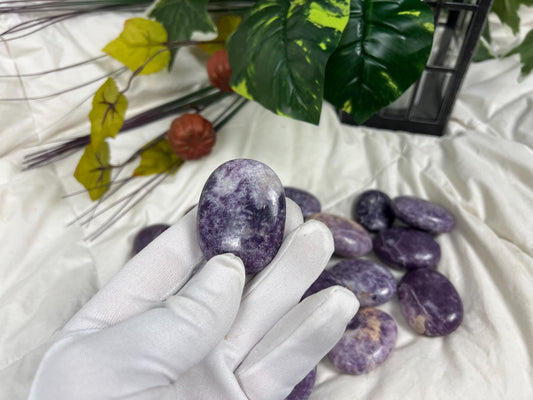 Manitoba Lepidolite Natural Palm Stones Crystal Chakra Stones Anxiety Worry Relief Gift Student Mom Dad Wedding Birthday Home Decor Holiday