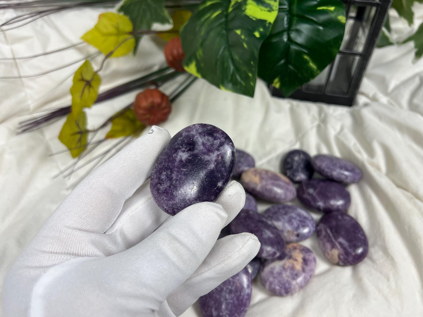 Manitoba Lepidolite Natural Palm Stones Crystal Chakra Stones Anxiety Worry Relief Gift Student Mom Dad Wedding Birthday Home Decor Holiday
