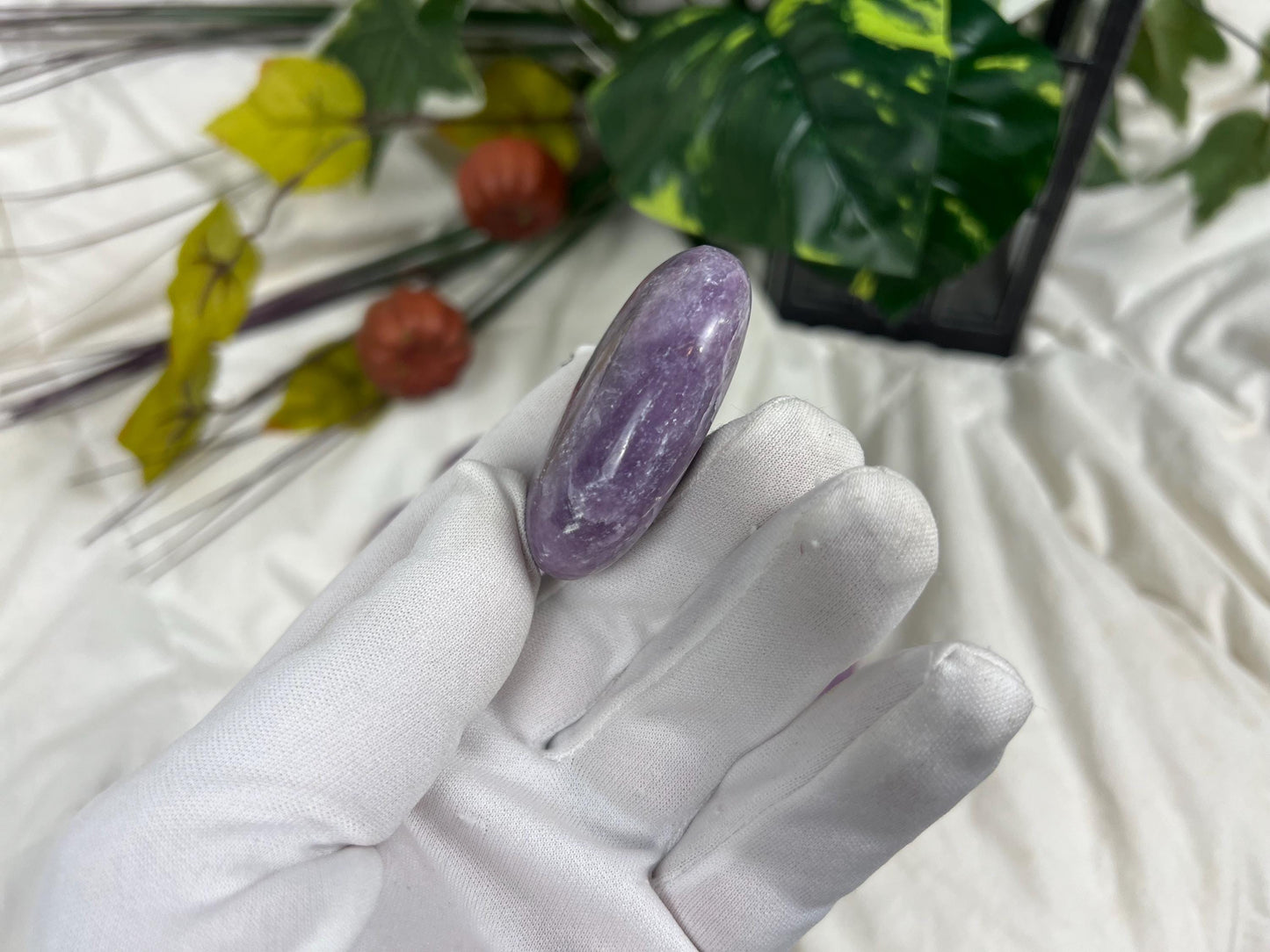 Brazilian Lithionite Natural Palm Stone Smooth Polished Carved Crystal Distraction Home Decor Worry Stress Relief Anxiety Gift Xmas Relief