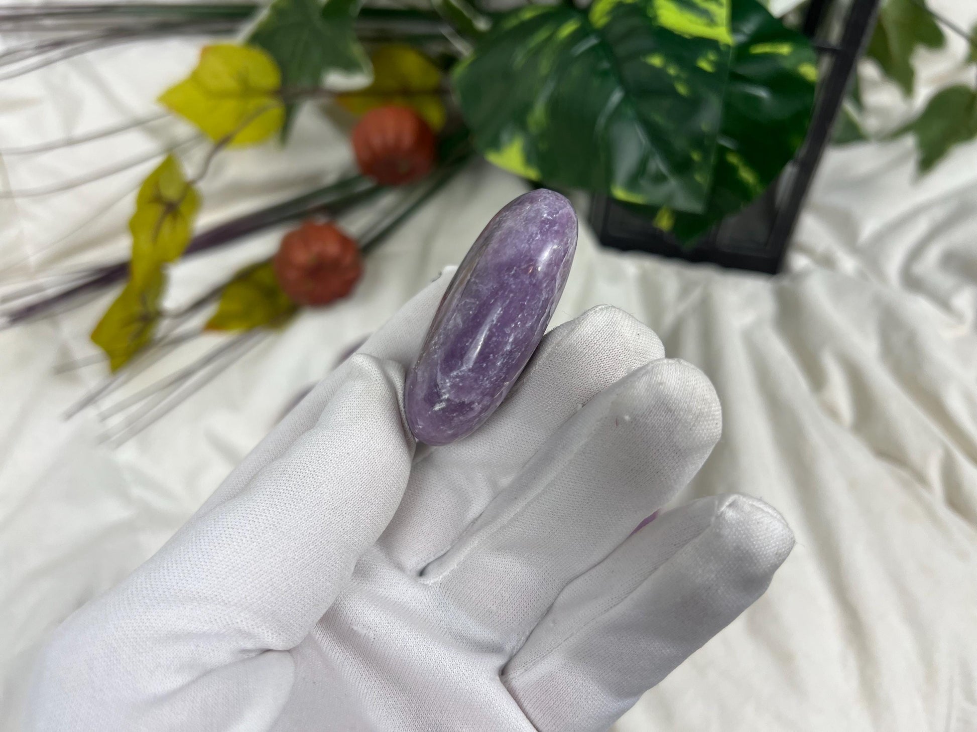 Brazilian Lithionite Natural Palm Stone Smooth Polished Carved Crystal Distraction Home Decor Worry Stress Relief Anxiety Gift Xmas Relief
