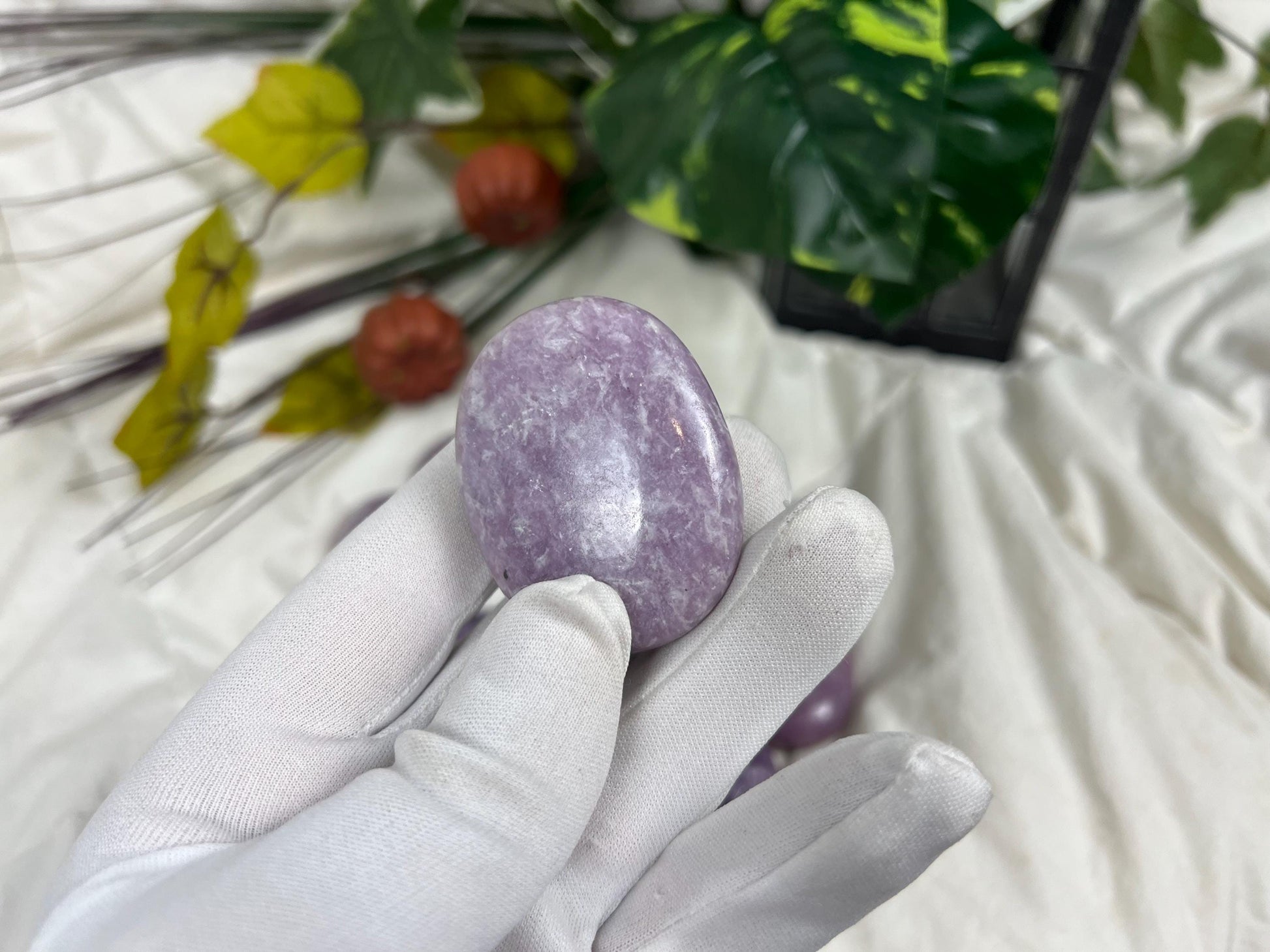 Brazilian Lithionite Natural Palm Stone Smooth Polished Carved Crystal Distraction Home Decor Worry Stress Relief Anxiety Gift Xmas Relief