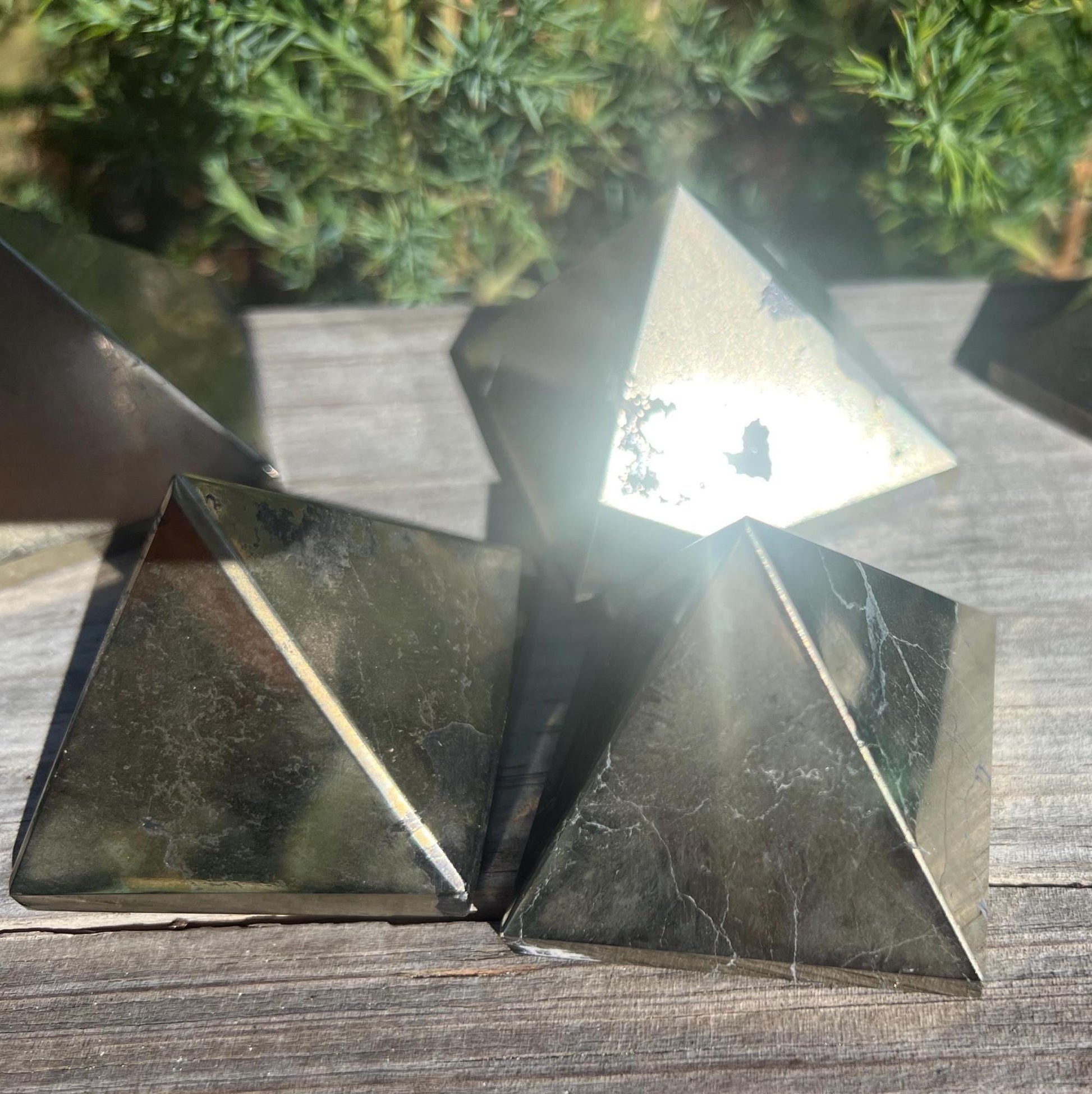 Beautiful Iron Pyrite Natural Pyramid Smooth Polished Carved Crystal Worry Anxiety Distraction Meditation Christmas Xmas Decor Jewelry Gift