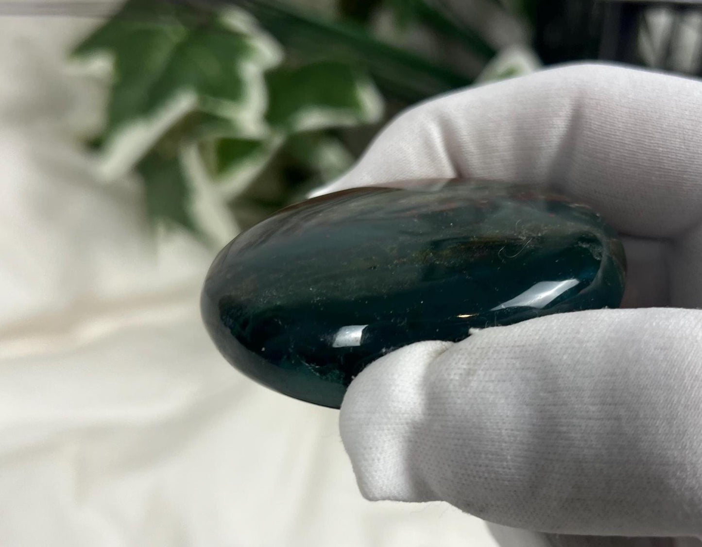 Indian Bloodstone Natural Palm Stone Smooth Polished Carved Crystal for Distraction from Anxiety or Worry Home Decor Holiday Xmas Home Decor