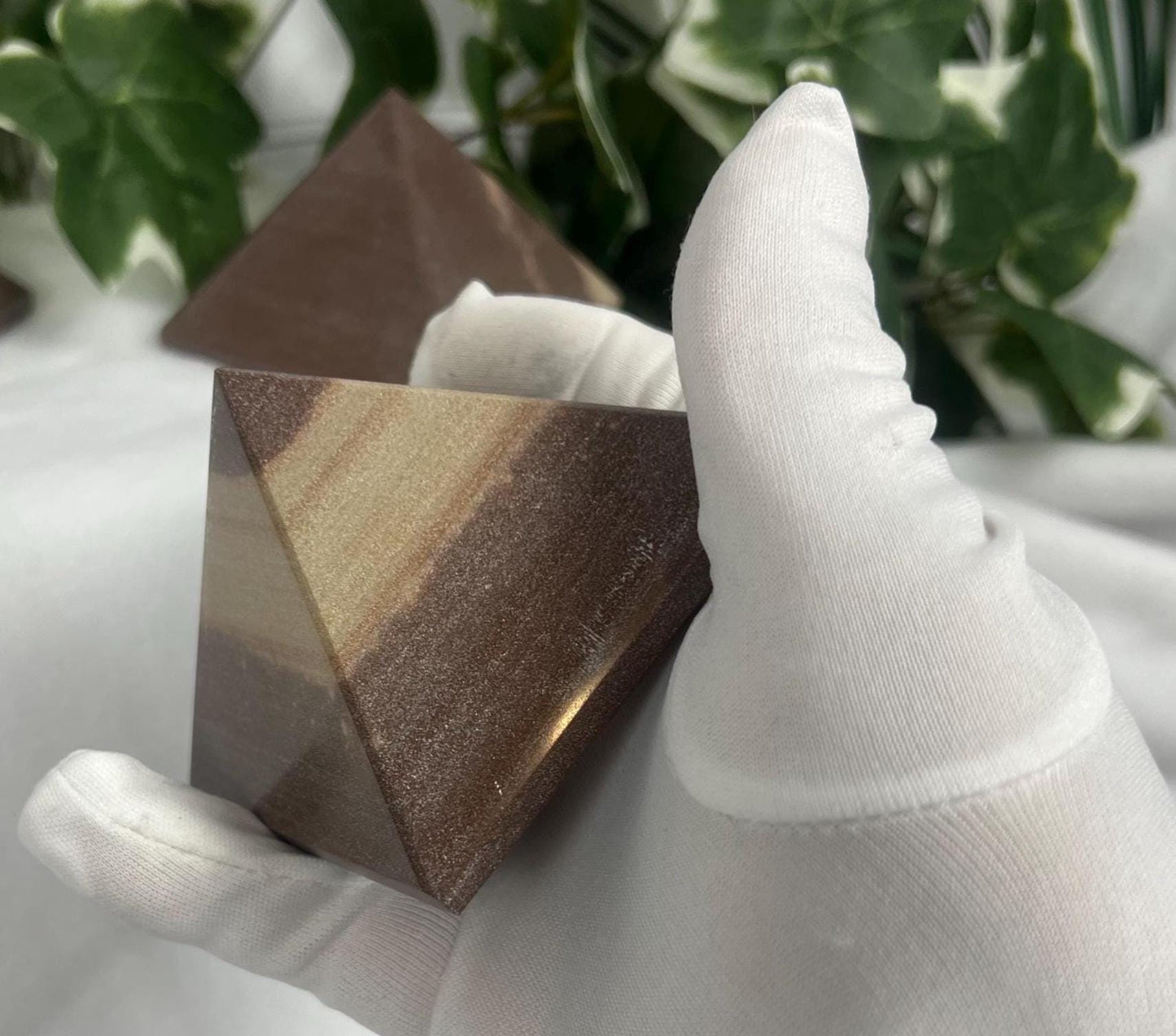 Rare Divine Indian Narmada Natural Pyramid Smooth Polished Carved Crystal Worry Anxiety Distraction Meditation Christmas Xmas Gift Decor