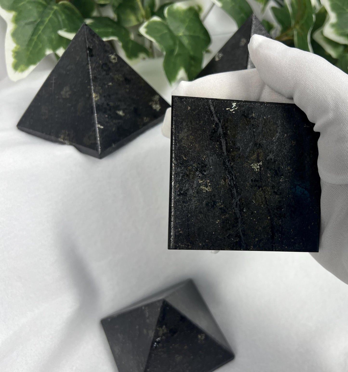 Nuummite-Coppernite Natural Pyramid Smooth Polished Carved Crystal Worry Anxiety Distraction Meditation Christmas Xmas Gift Decor