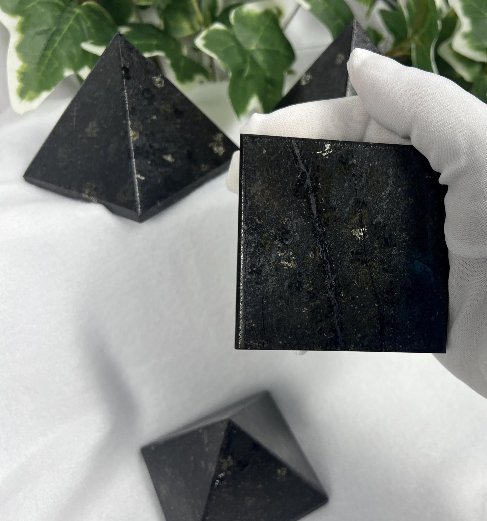 Nuummite-Coppernite Natural Pyramid Smooth Polished Carved Crystal Worry Anxiety Distraction Meditation Christmas Xmas Gift Decor