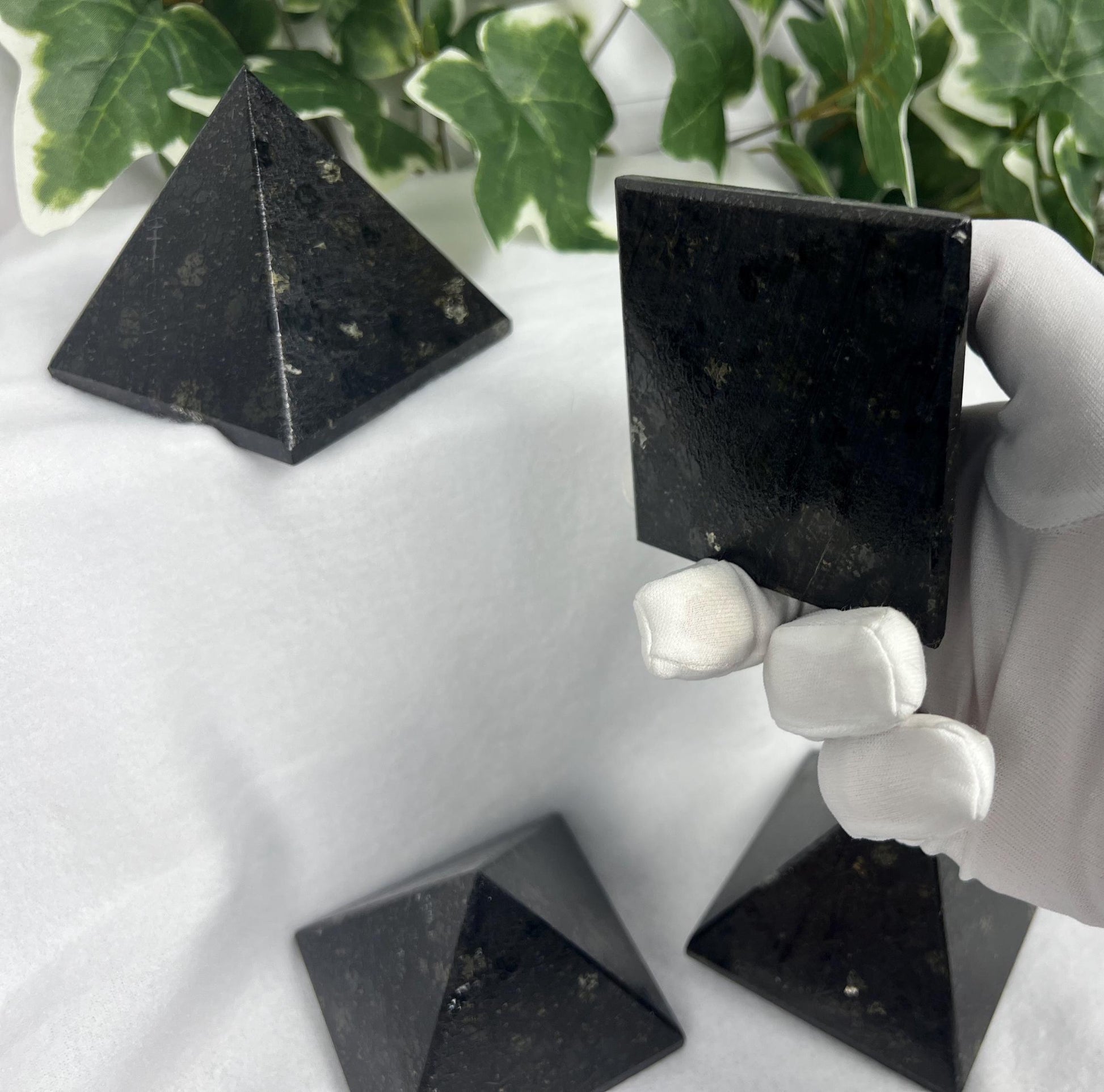 Nuummite-Coppernite Natural Pyramid Smooth Polished Carved Crystal Worry Anxiety Distraction Meditation Christmas Xmas Gift Decor