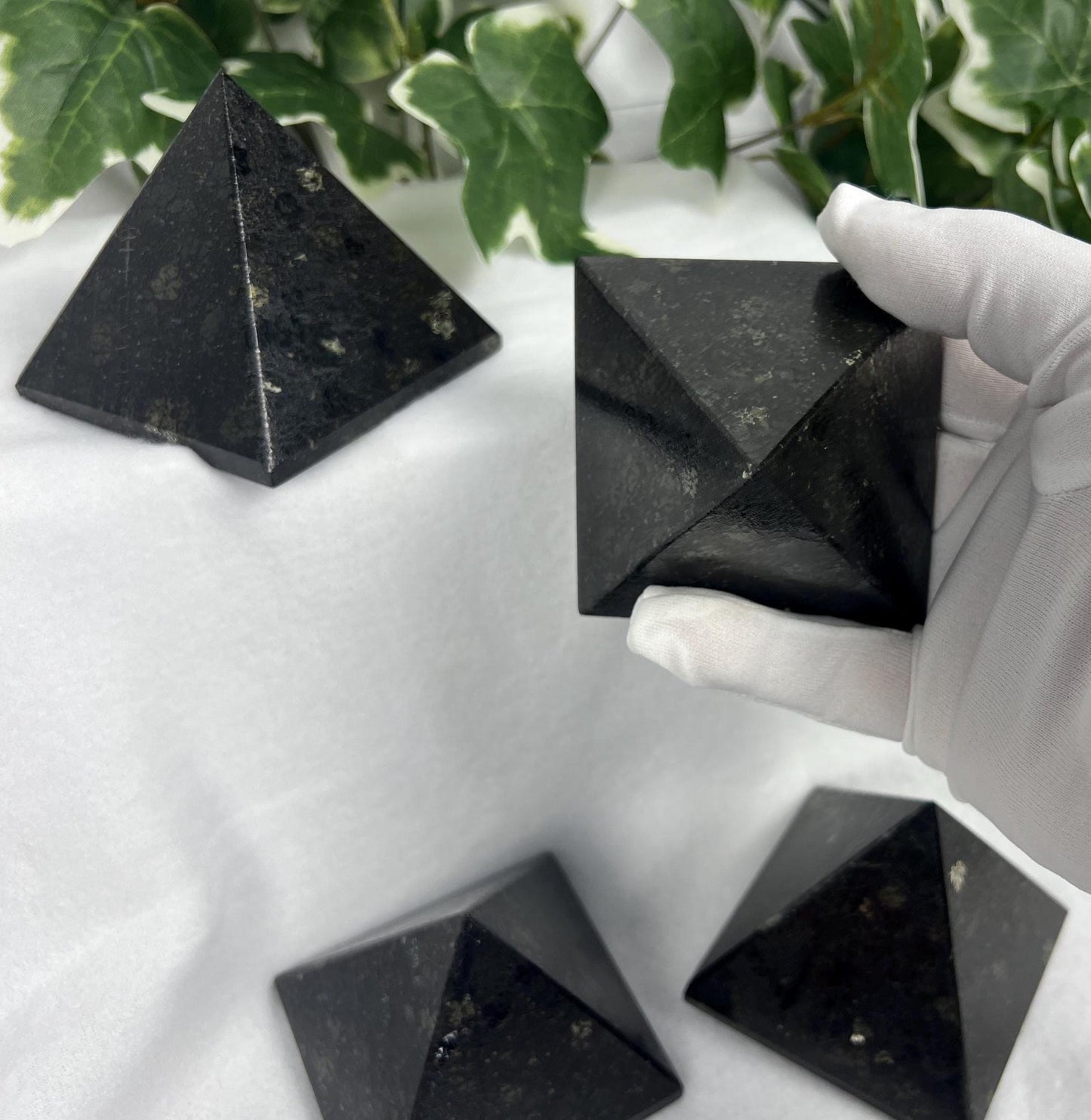 Nuummite-Coppernite Natural Pyramid Smooth Polished Carved Crystal Worry Anxiety Distraction Meditation Christmas Xmas Gift Decor