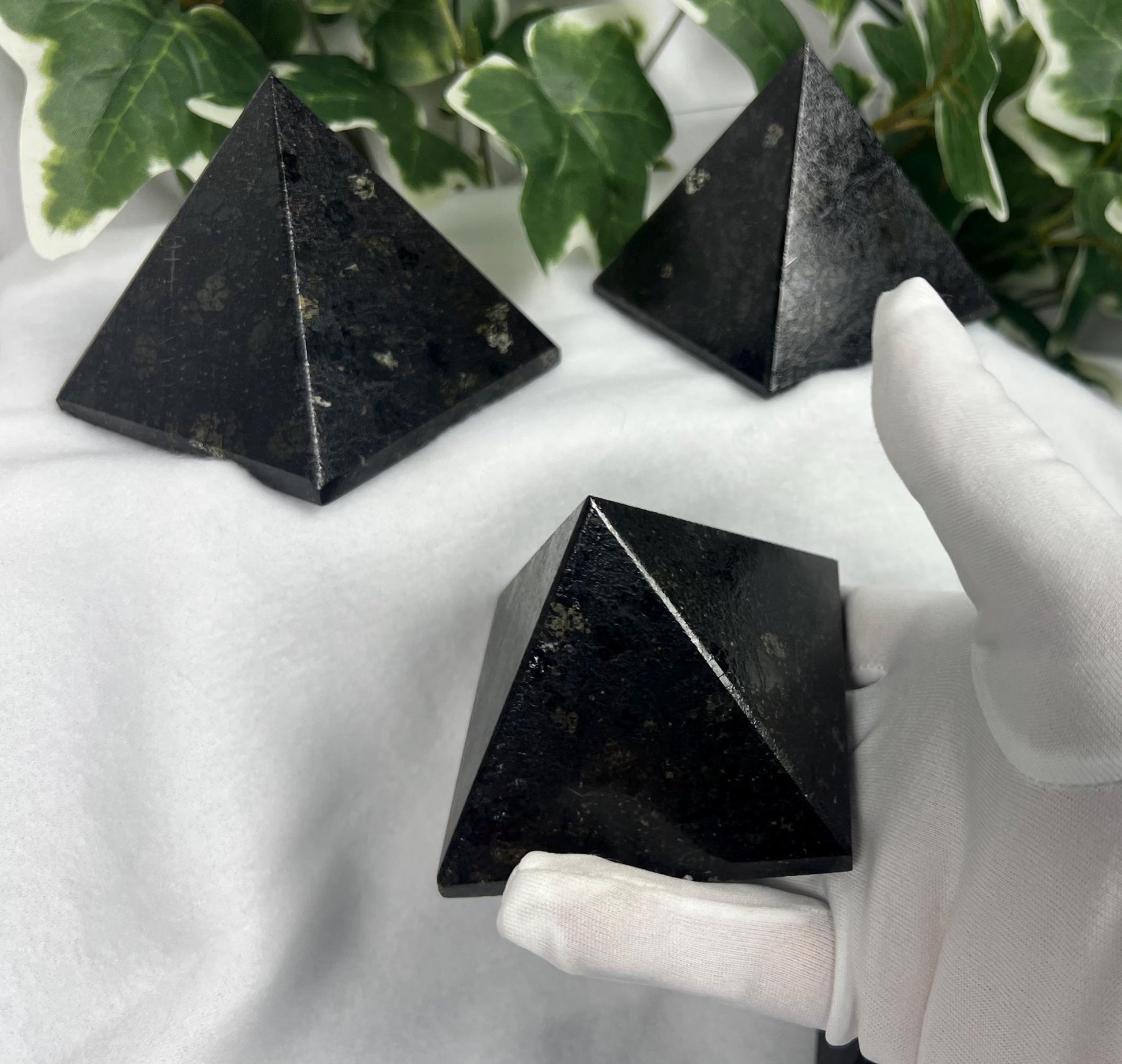 Nuummite-Coppernite Natural Pyramid Smooth Polished Carved Crystal Worry Anxiety Distraction Meditation Christmas Xmas Gift Decor