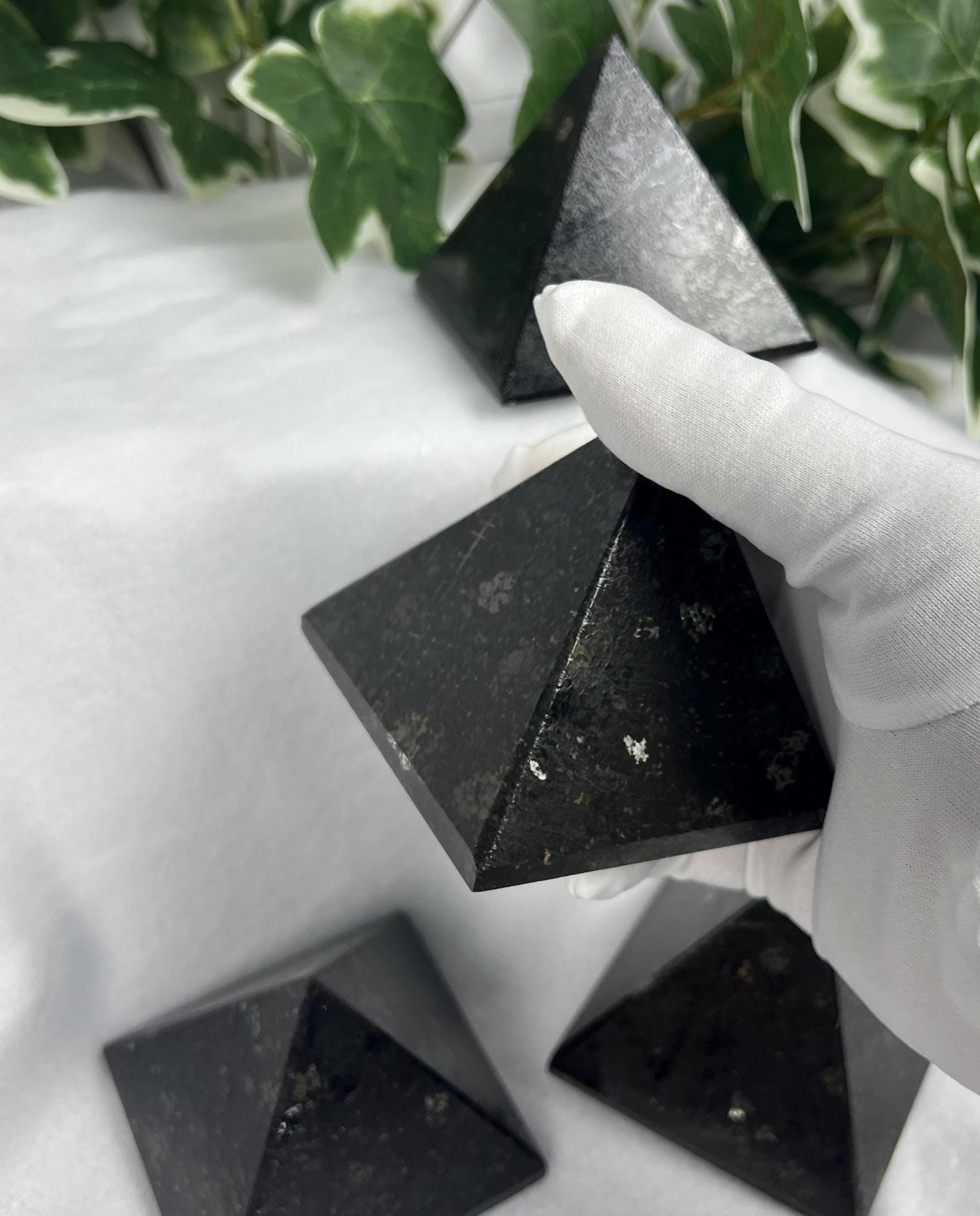 Nuummite-Coppernite Natural Pyramid Smooth Polished Carved Crystal Worry Anxiety Distraction Meditation Christmas Xmas Gift Decor