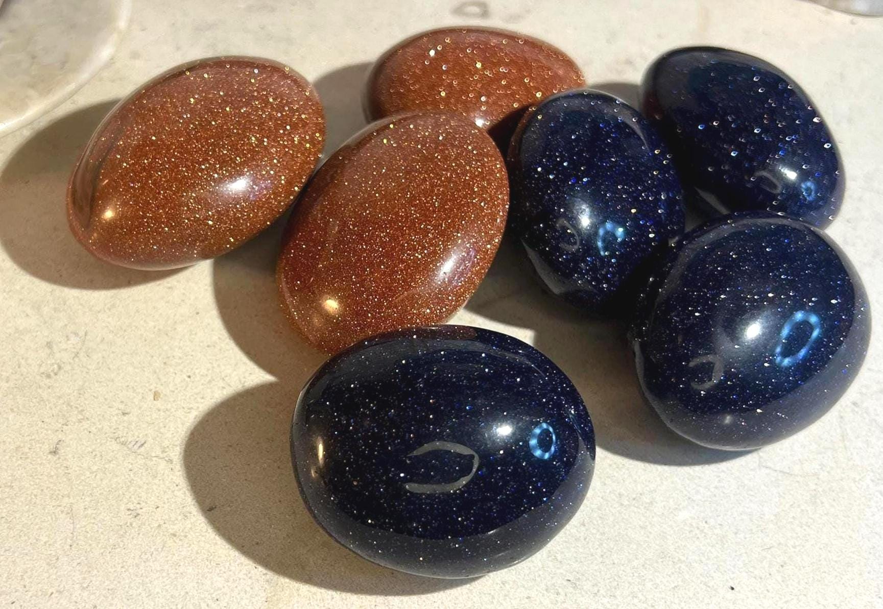 Orange and Purple Gold Stone Palm Stone anxiety polished rock tumbled pocket crystal gift birthday Christmas Xmas Home Decor Meditation