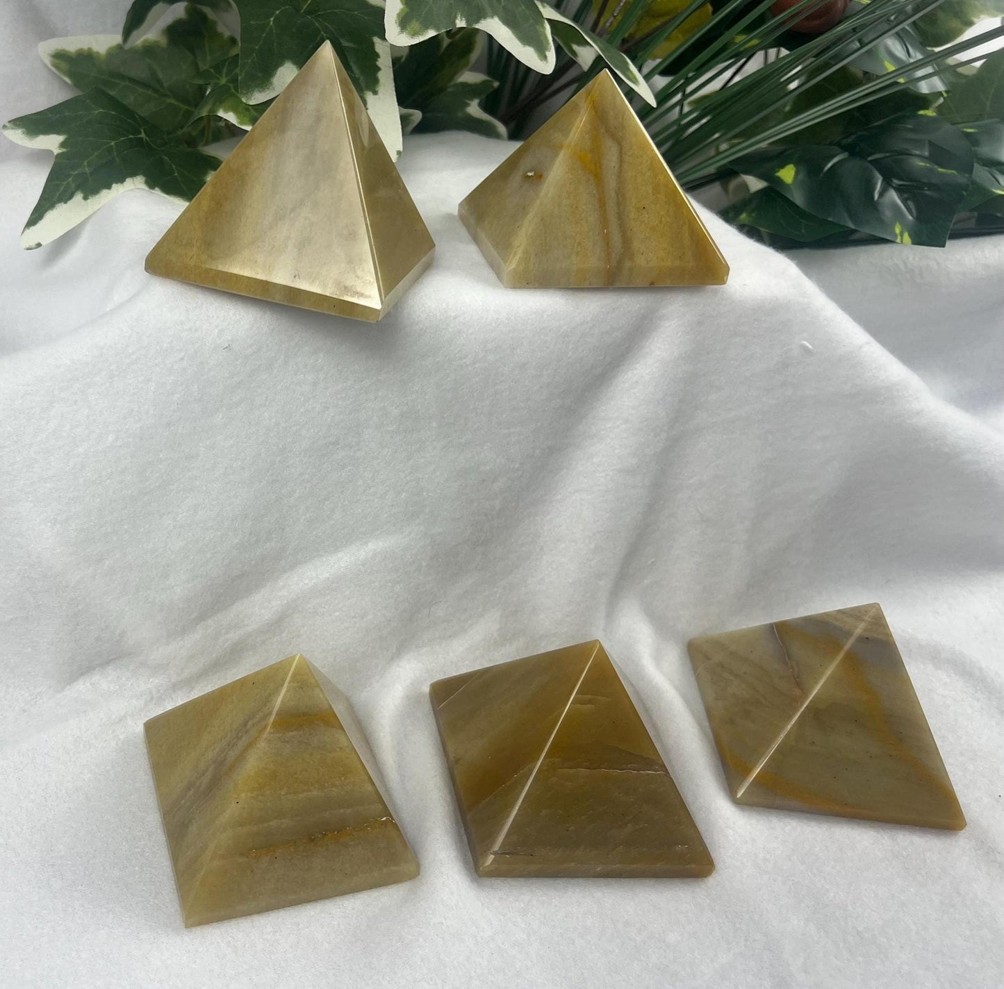 Beautiful Indian Yellow Aventurine Natural Pyramid Smooth Polished Carved Crystal Worry Anxiety Distraction Meditation Christmas Xmas Decor