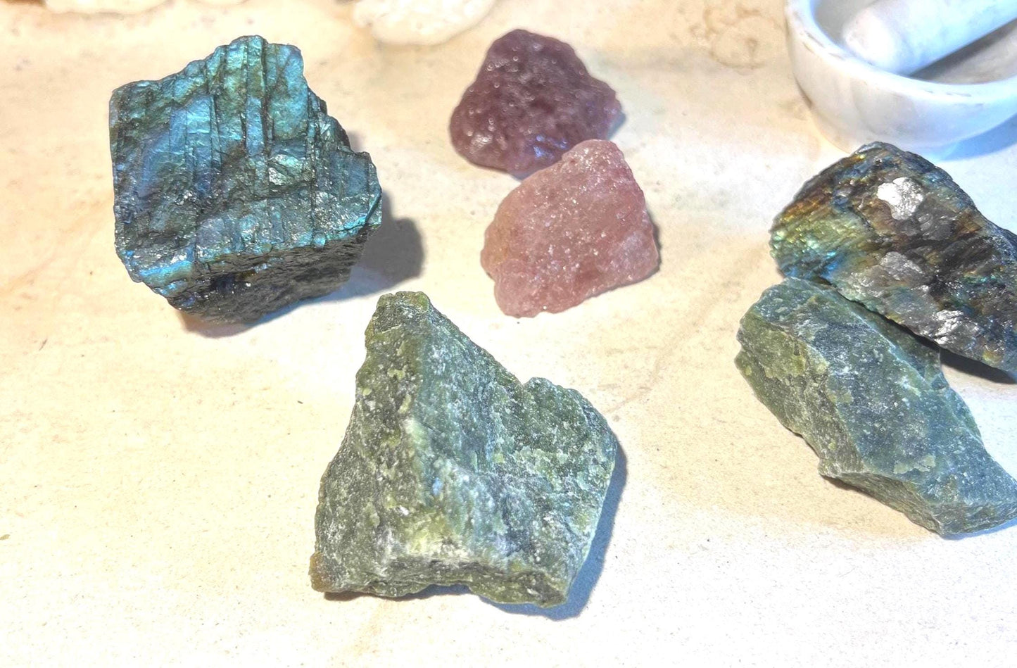 Creation Rejuvenation Power Pack Strawberry Quartz Green Jade Labradorite Metaphysical Properties Meditation Home Decor Power Crystal Focus