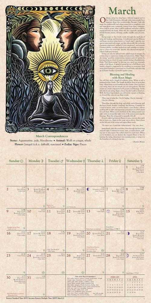 Witches Calendar Sept 25-Dec 2026 Llewelyn Wellness Green Spiritual Witchcraft spells Art Painting Picture Craft Holiday Christmas Xmas Gift