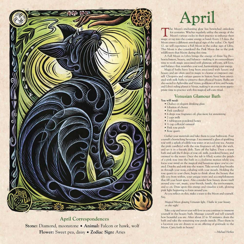 Witches Calendar Sept 25-Dec 2026 Llewelyn Wellness Green Spiritual Witchcraft spells Art Painting Picture Craft Holiday Christmas Xmas Gift