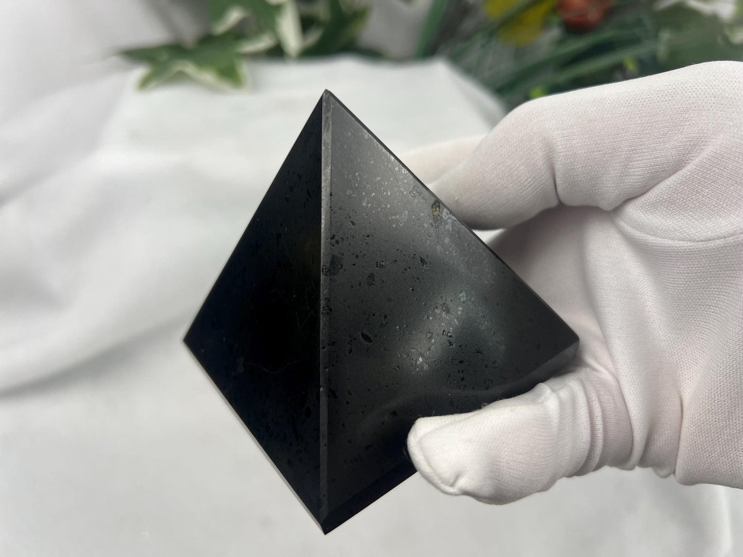 Namibia Black Tourmaline Natural Pyramid Smooth Polished Carved Crystal Worry Anxiety Distraction Meditation Christmas Xmas Gift Decor Focus