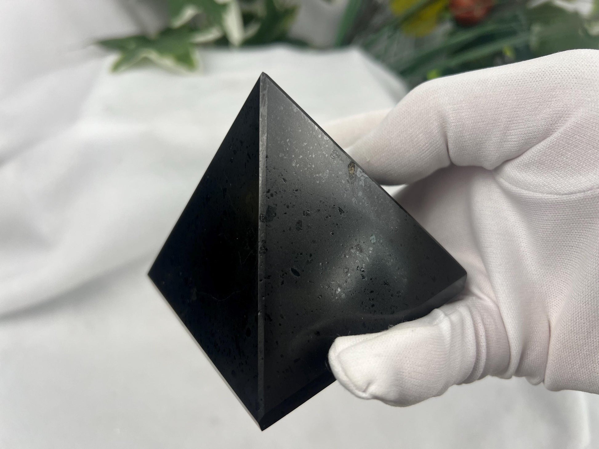 Namibia Black Tourmaline Natural Pyramid Smooth Polished Carved Crystal Worry Anxiety Distraction Meditation Christmas Xmas Gift Decor Focus